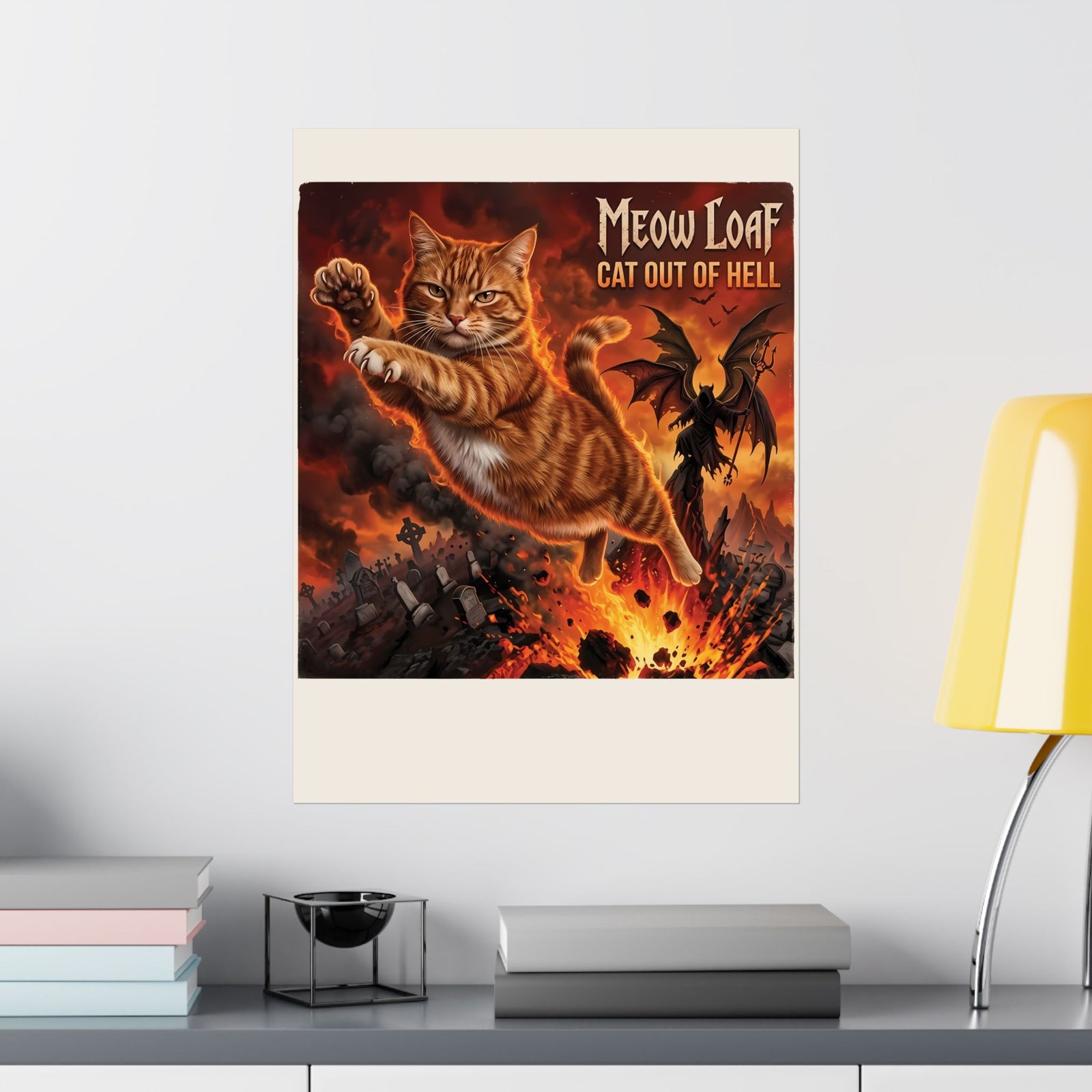 Meow Loaf Cat Out of Hell Poster — Funny Gothic Cat Poster