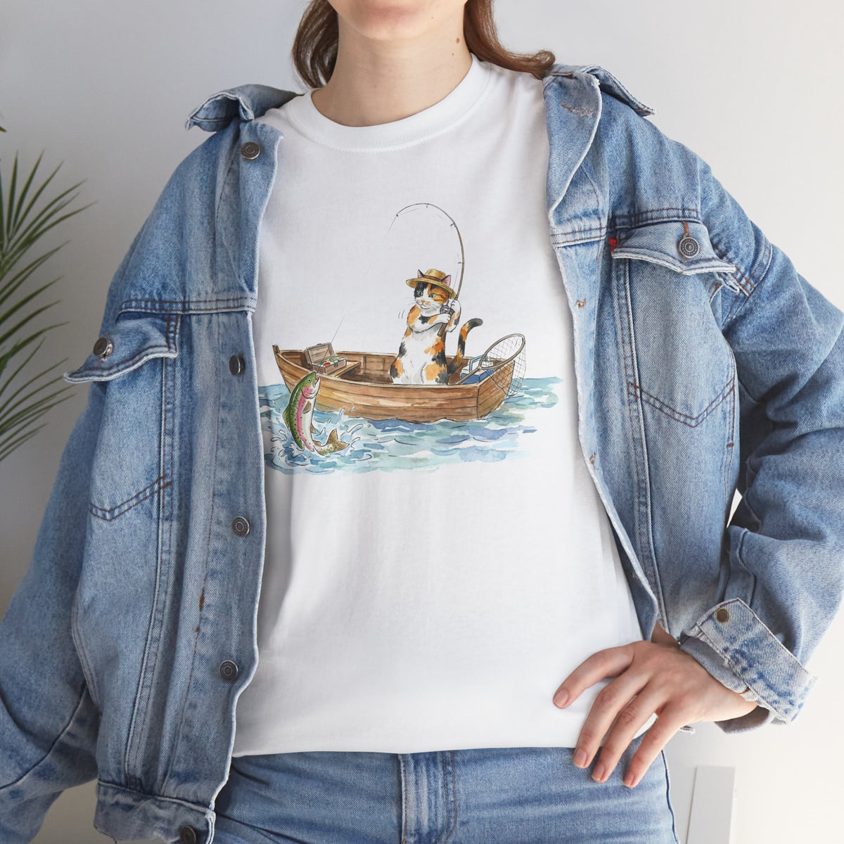 Cat Fishing T-Shirt — Funny Fishing Cat Graphic Tee