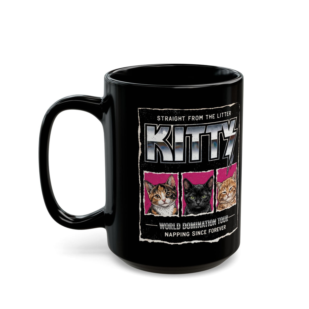 Straight From the Litter Kitty Black Mug Funny Cat Lover Mug