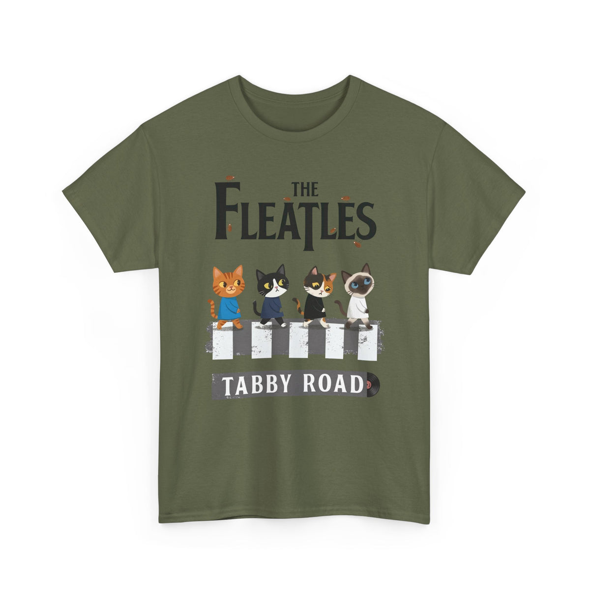 Fleatles Parody Cat T-Shirt — Retro Beatles-Inspired Cat Band Tee