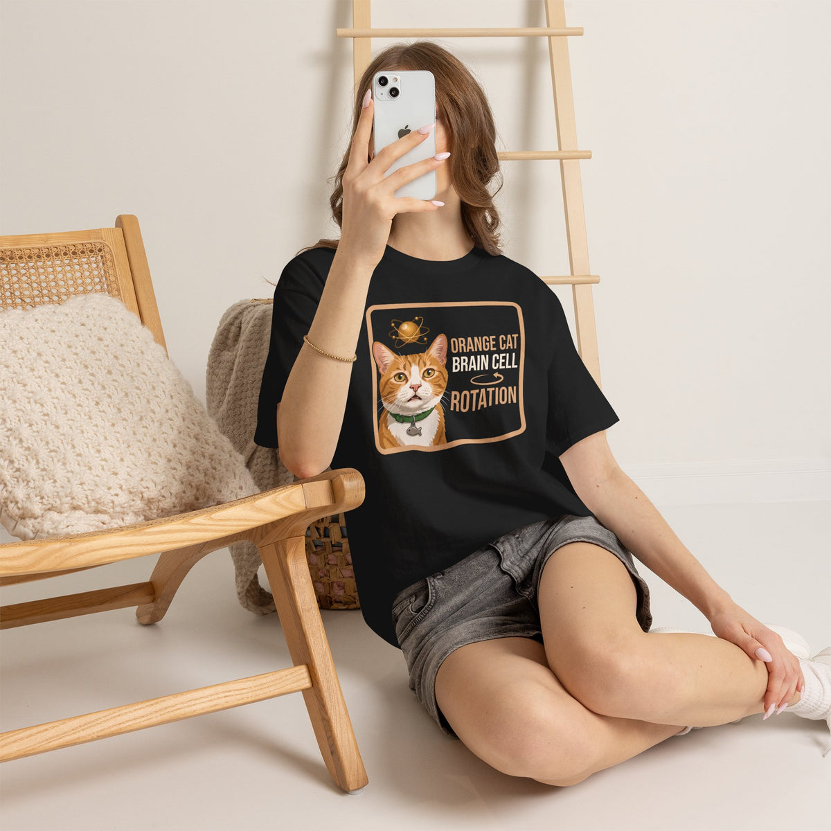 Orange Cat Brain Cell Rotation T-Shirt