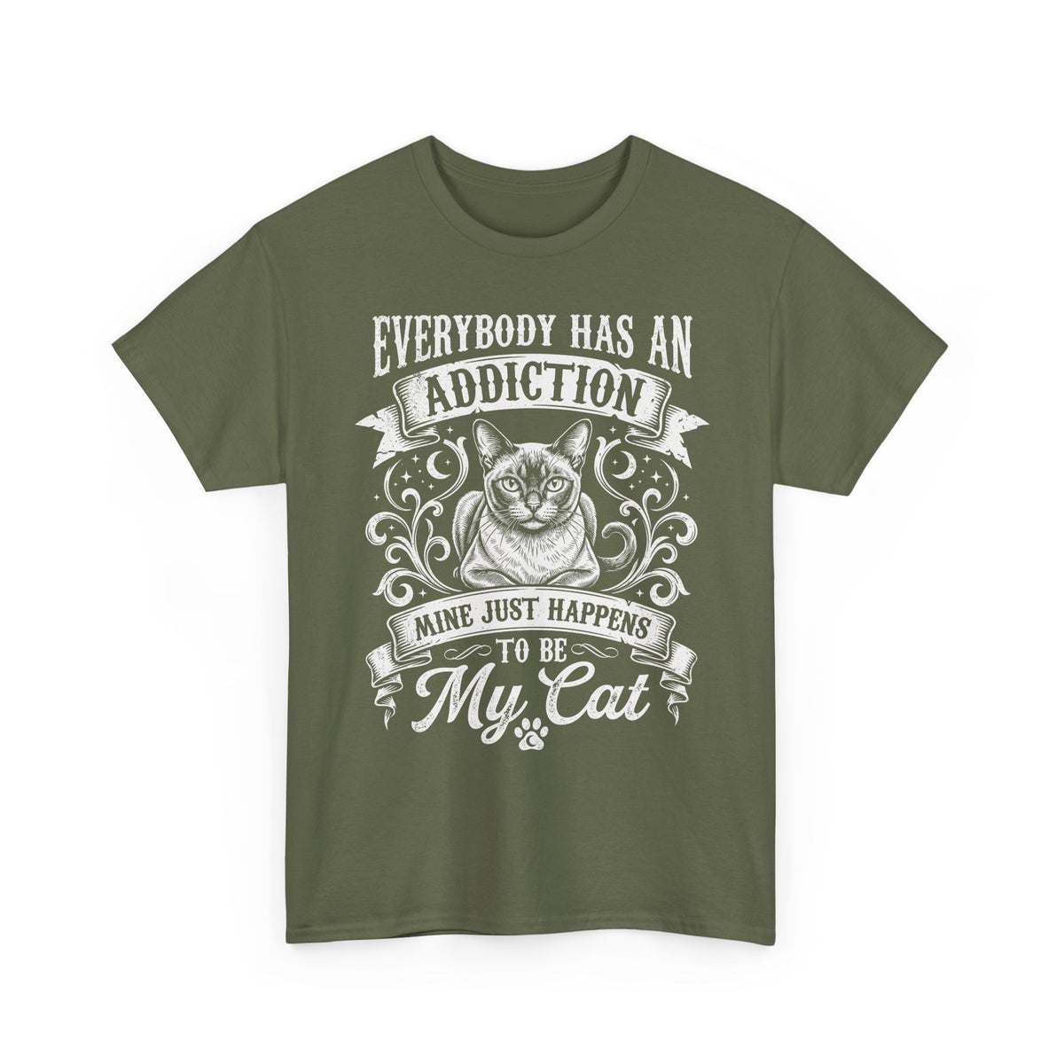 Cat Lover T-Shirt — "Everybody Has an Addiction, Mine Just Happens to Be My Cat" Graphic Tee