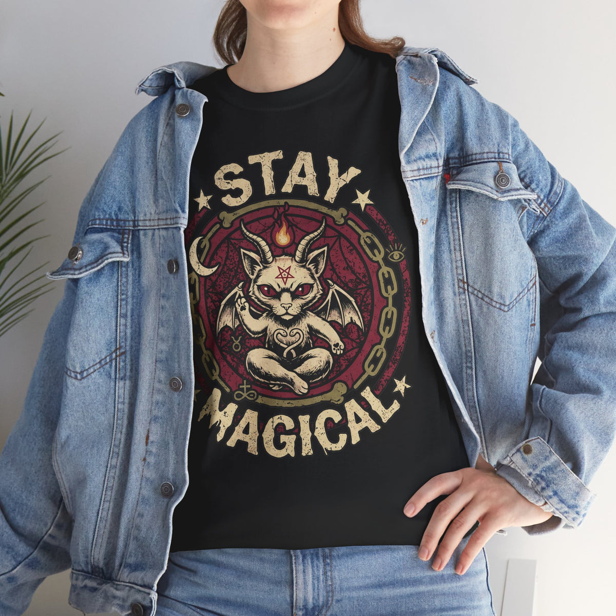 Stay Magical Baphomet Cat — Occult Gothic Aesthetic Graphic Art