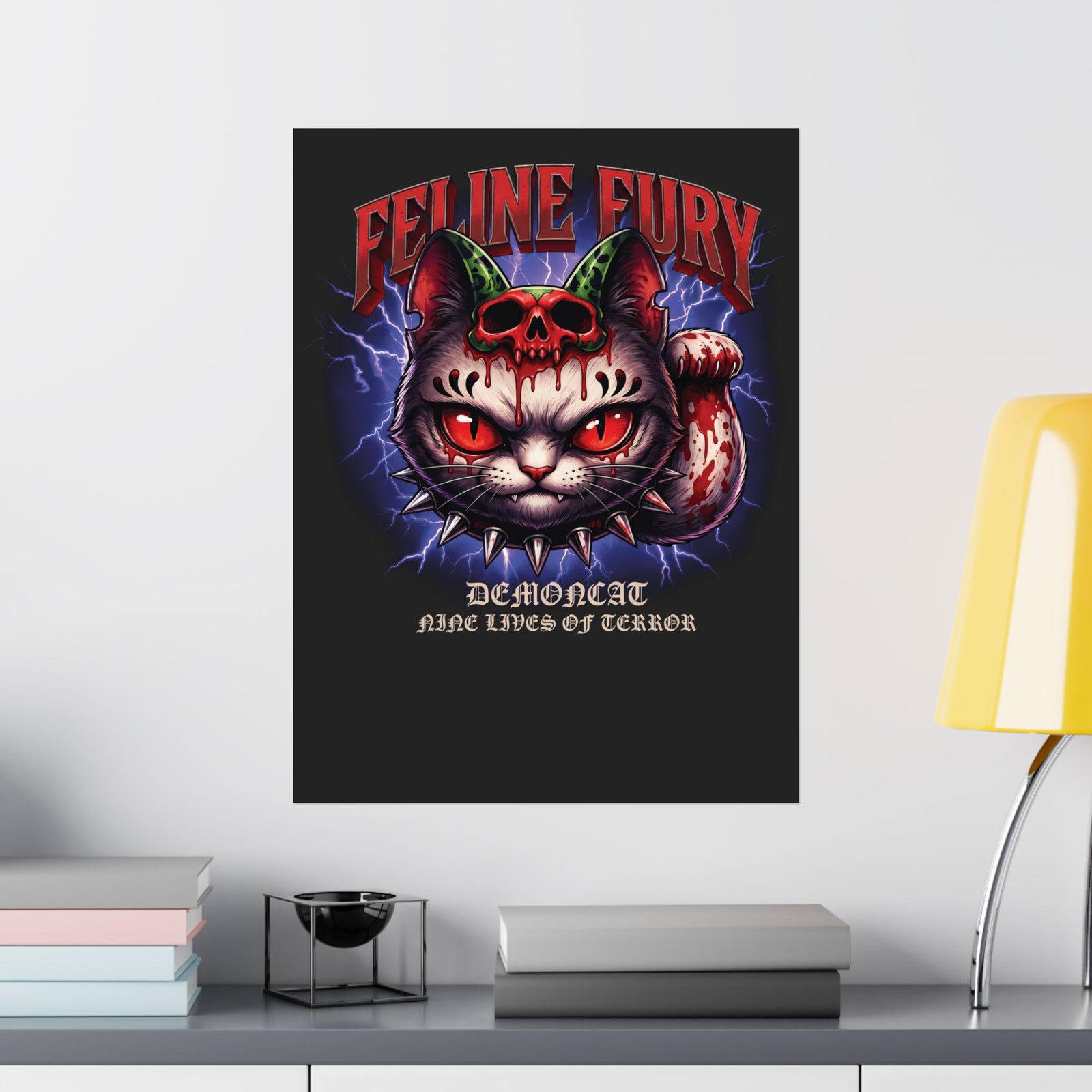 Feline Fury Demoncat Poster — Heavy Metal Horror Gothic Cat Poster