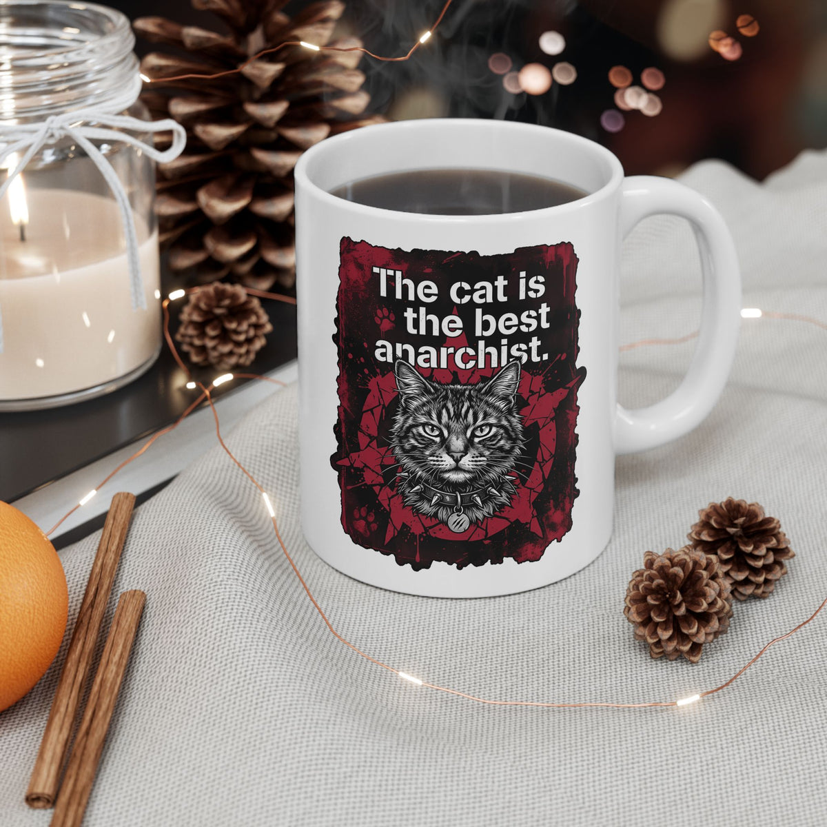 Anarchist Cat Ceramic Mug "The Cat Is the Best Anarchist"