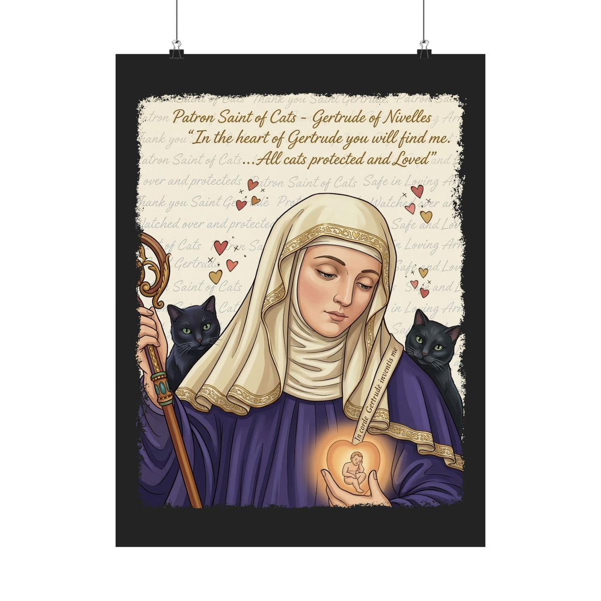 Gertrude of Nivelles "All Cats Protected and Loved" Poster