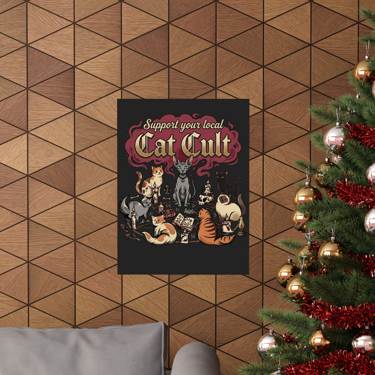 Support Your Local Cat Cult Poster — Funny Cat Lover Poster