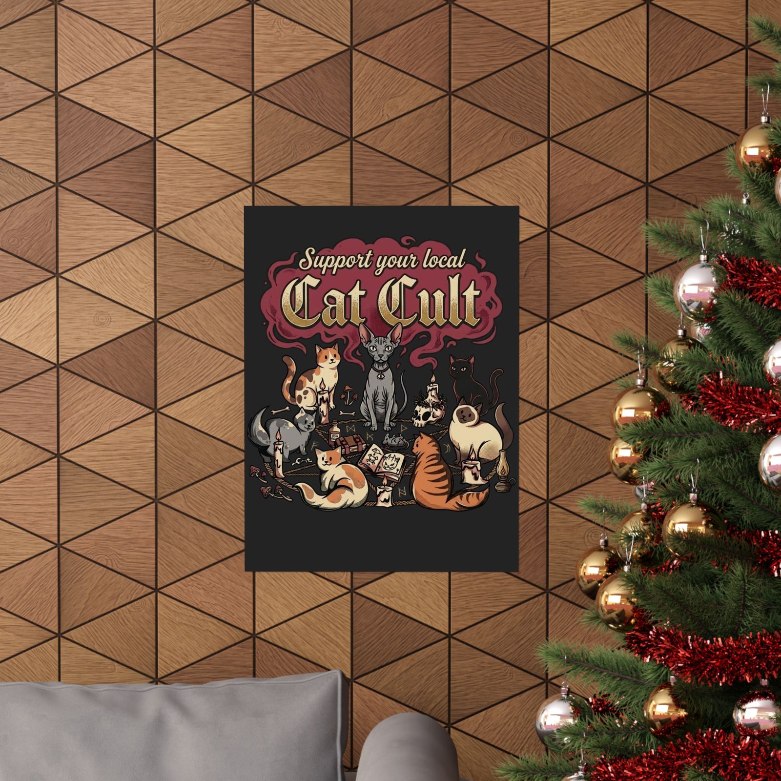 Support Your Local Cat Cult Poster — Funny Cat Lover Poster