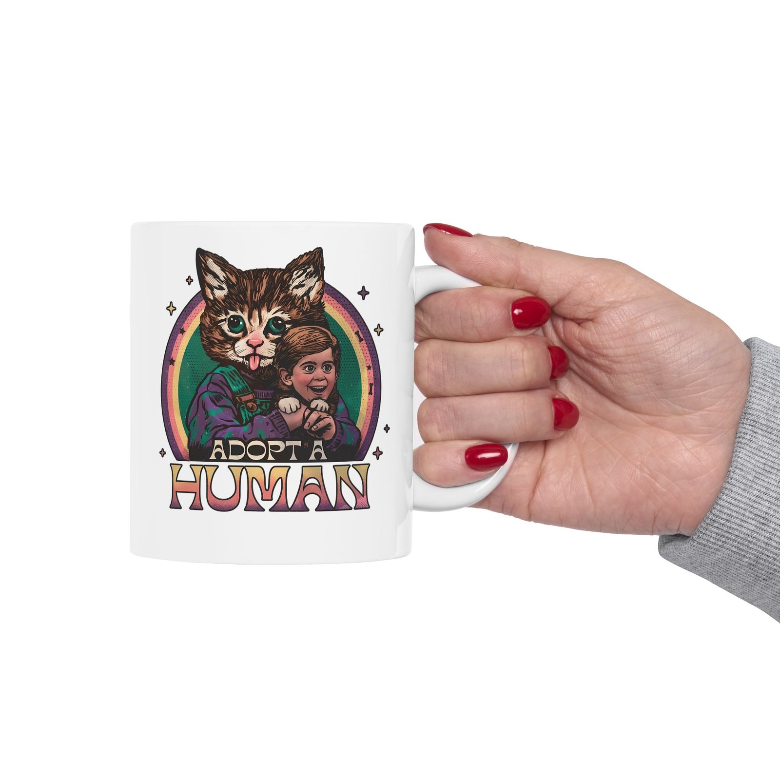 Adopt a Human Funny Cat Ceramic Mug