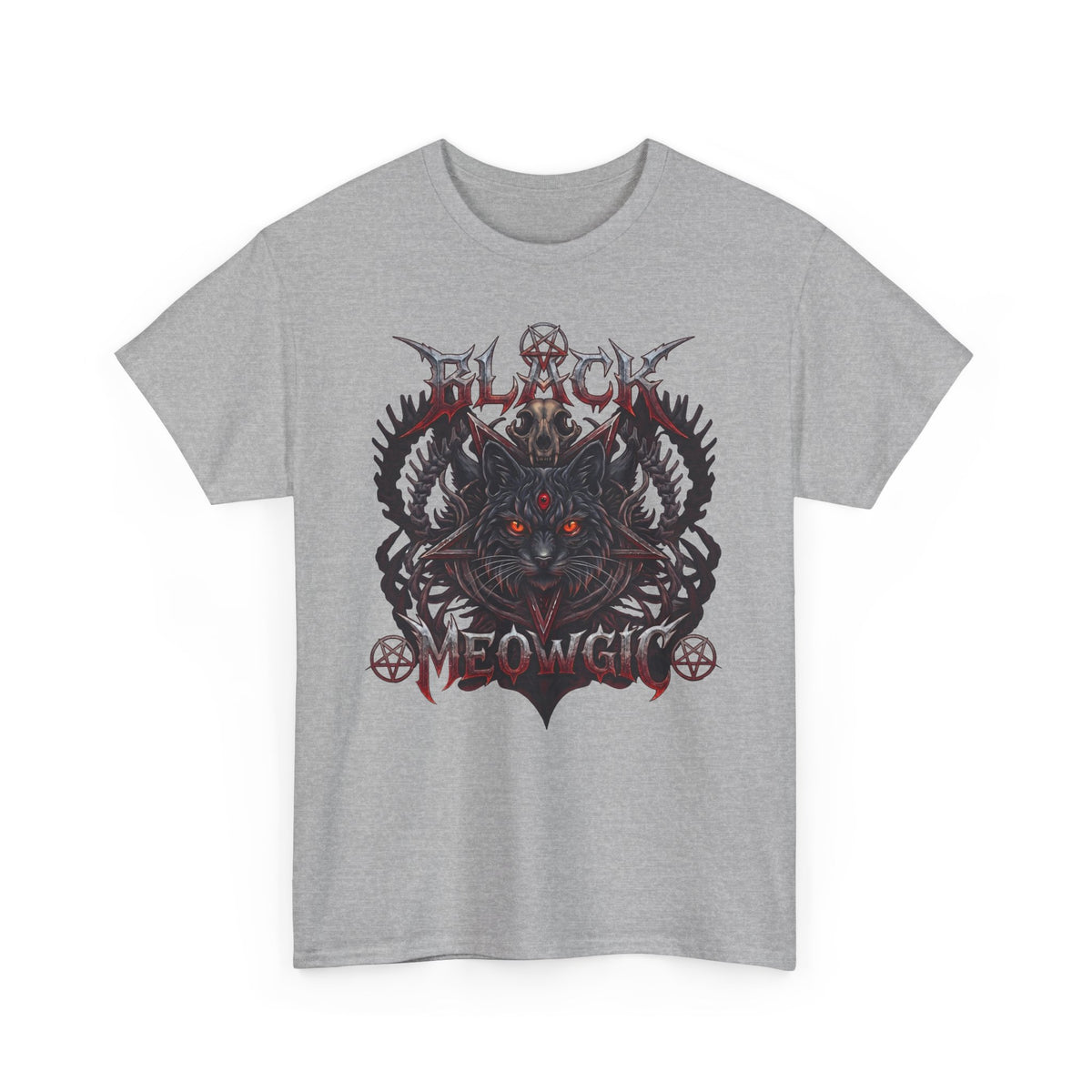 Black Meowgic Cat T-Shirt — Death Metal Occult Black Cat Tee