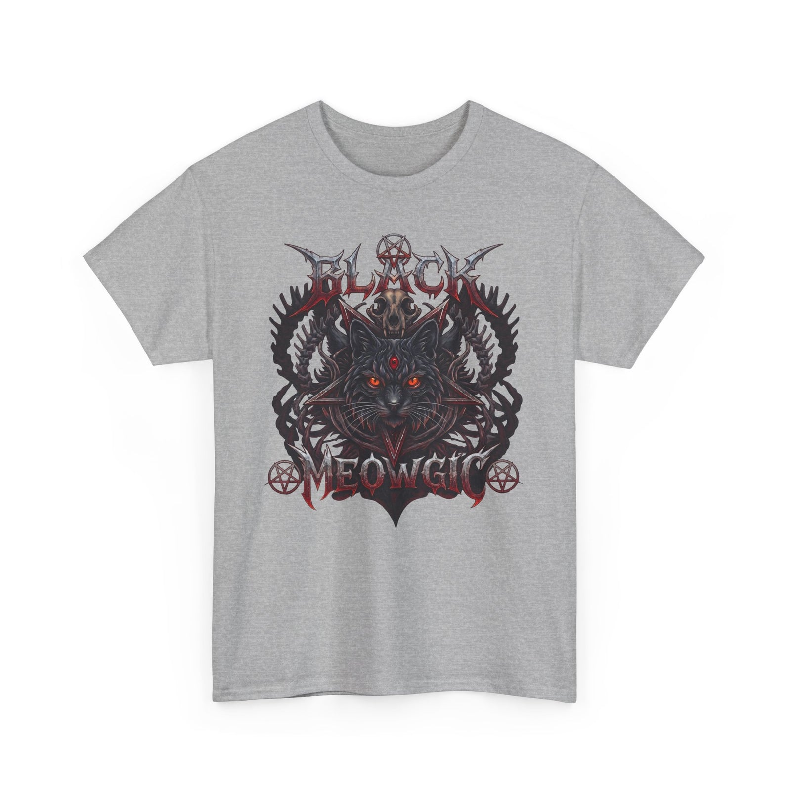 Black Meowgic Cat T-Shirt — Death Metal Occult Black Cat Tee