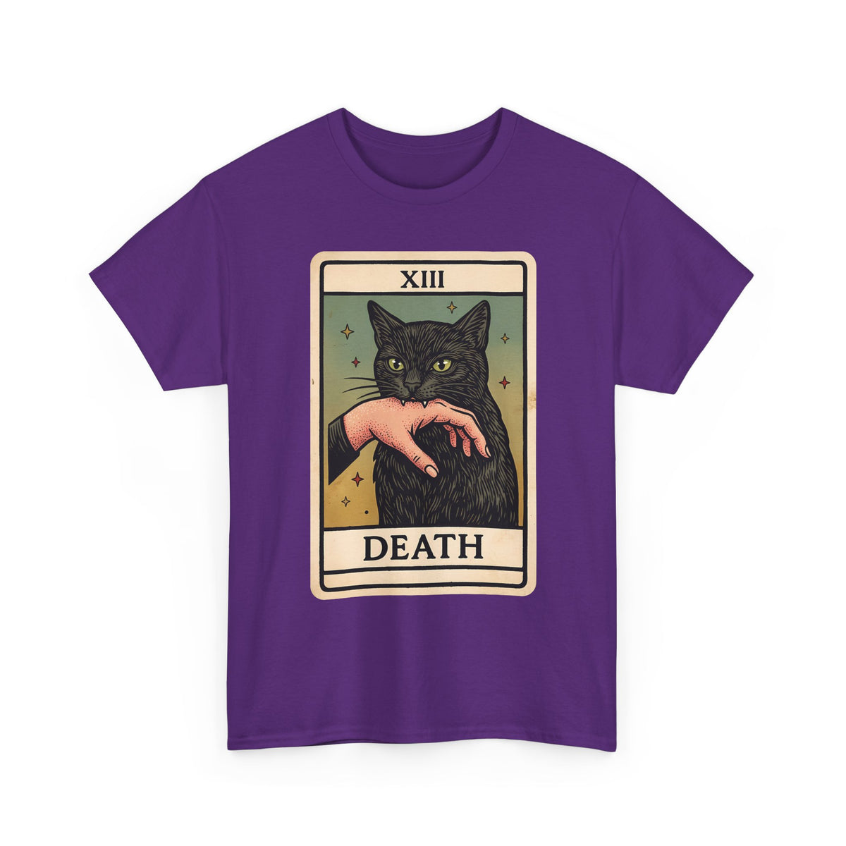 "Death" Tarot Card Black Cat Biting Hand Funny T-Shirt