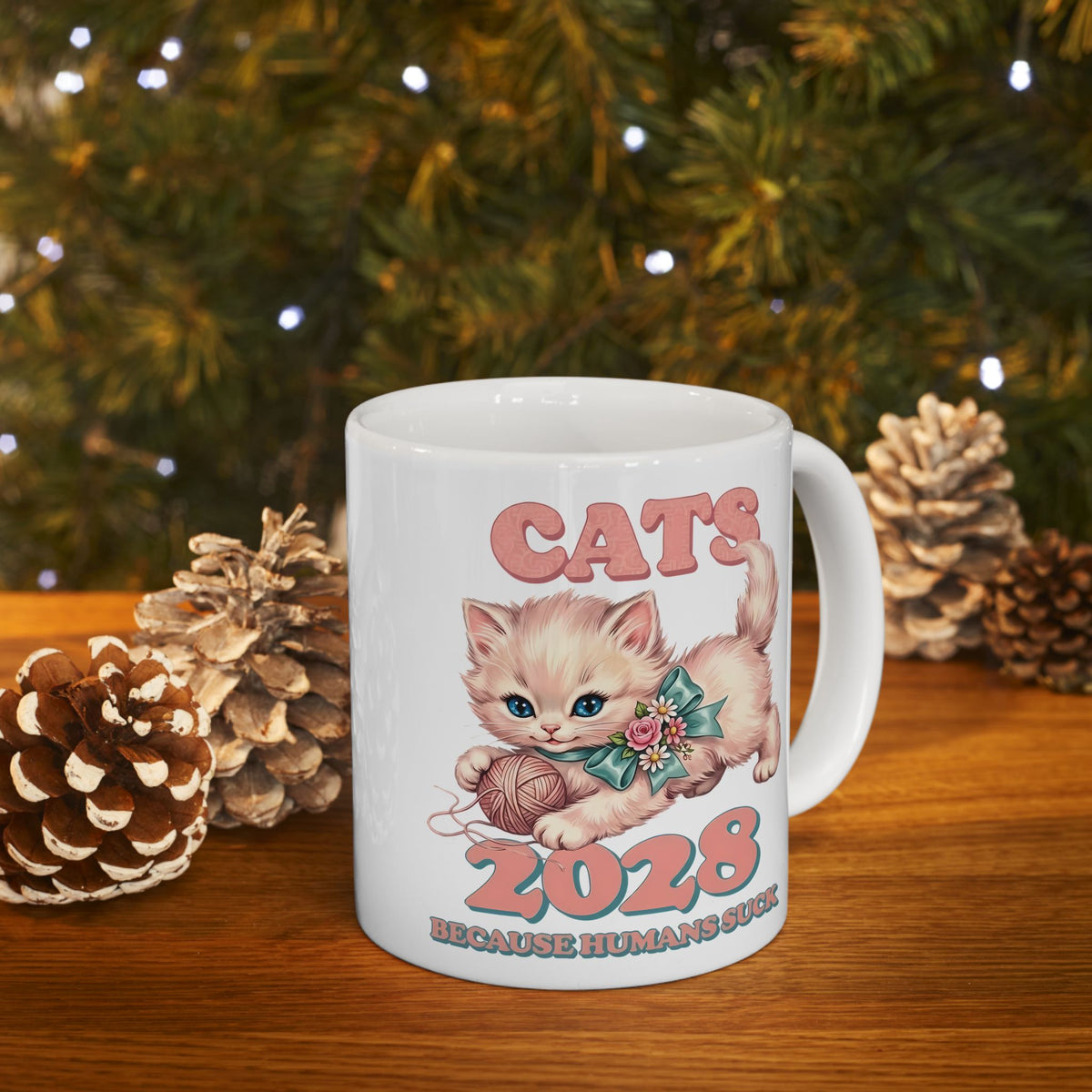 Vote for Cats Ceramic Mug  Funny Cat Political Mug