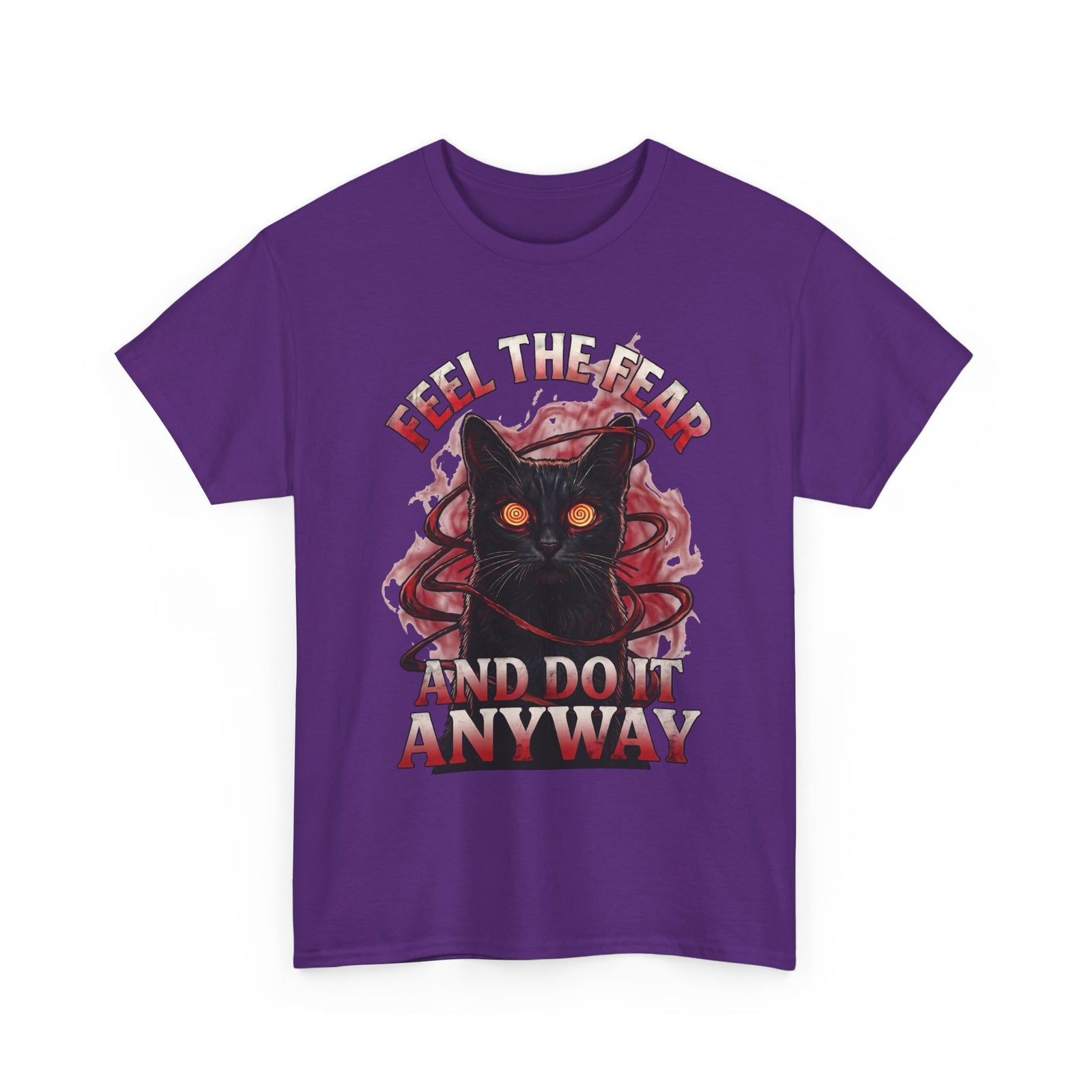 Feel The Fear And Do It Anyway T-Shirt — Hypnotic Black Cat Horror Graphic