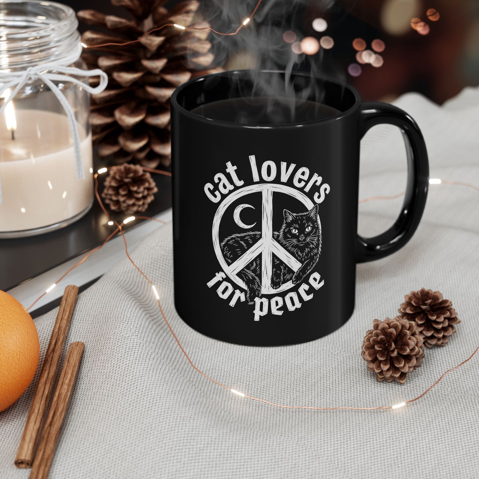 Cat Lovers For Peace Black Mug