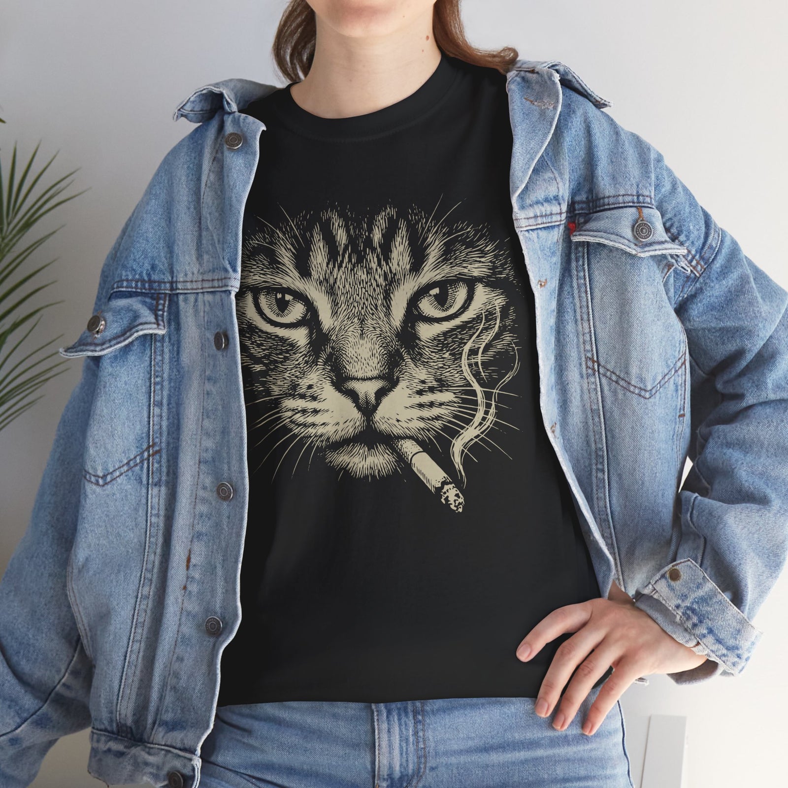 Smoking Cat T-Shirt — Vintage Grunge Cat Graphic Tee