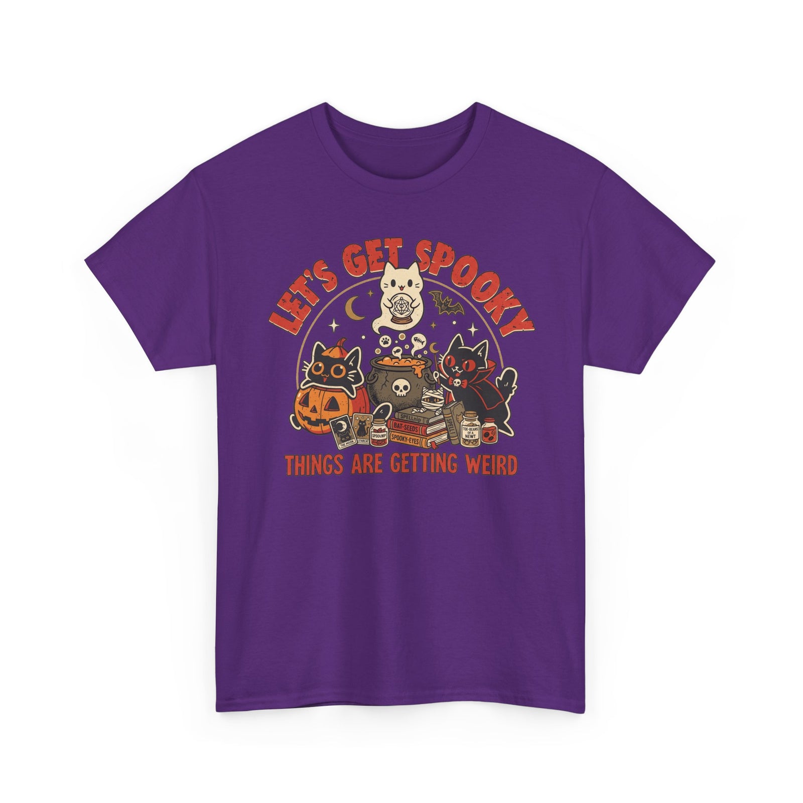 Let's Get Spooky T-Shirt — Cute Retro Halloween Cats & Pumpkins Tee ("Things Are Getting Weird")