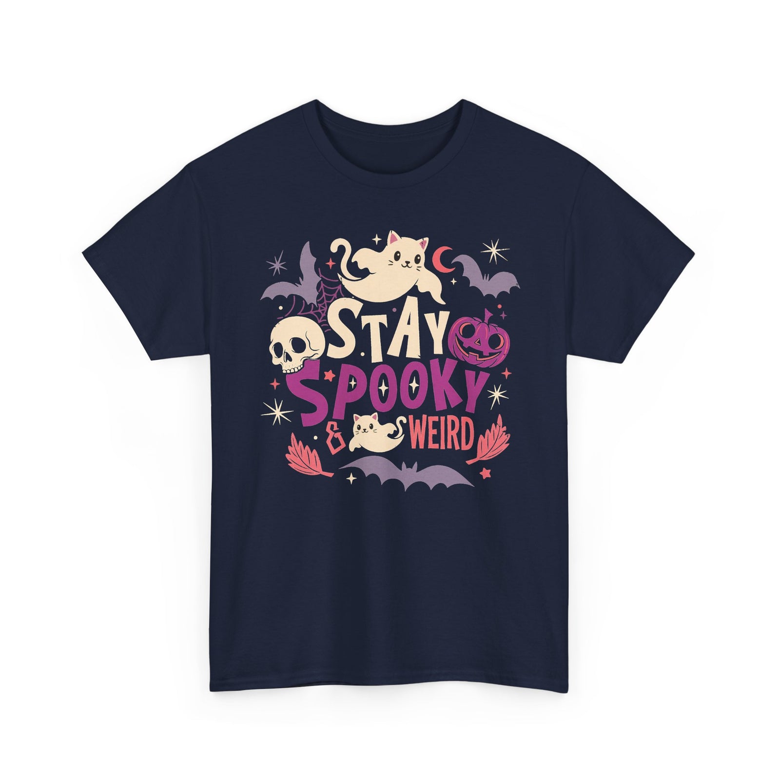 Stay Spooky & Weird Ghost Cat Shirt — Cute Pastel Goth Halloween T-Shirt