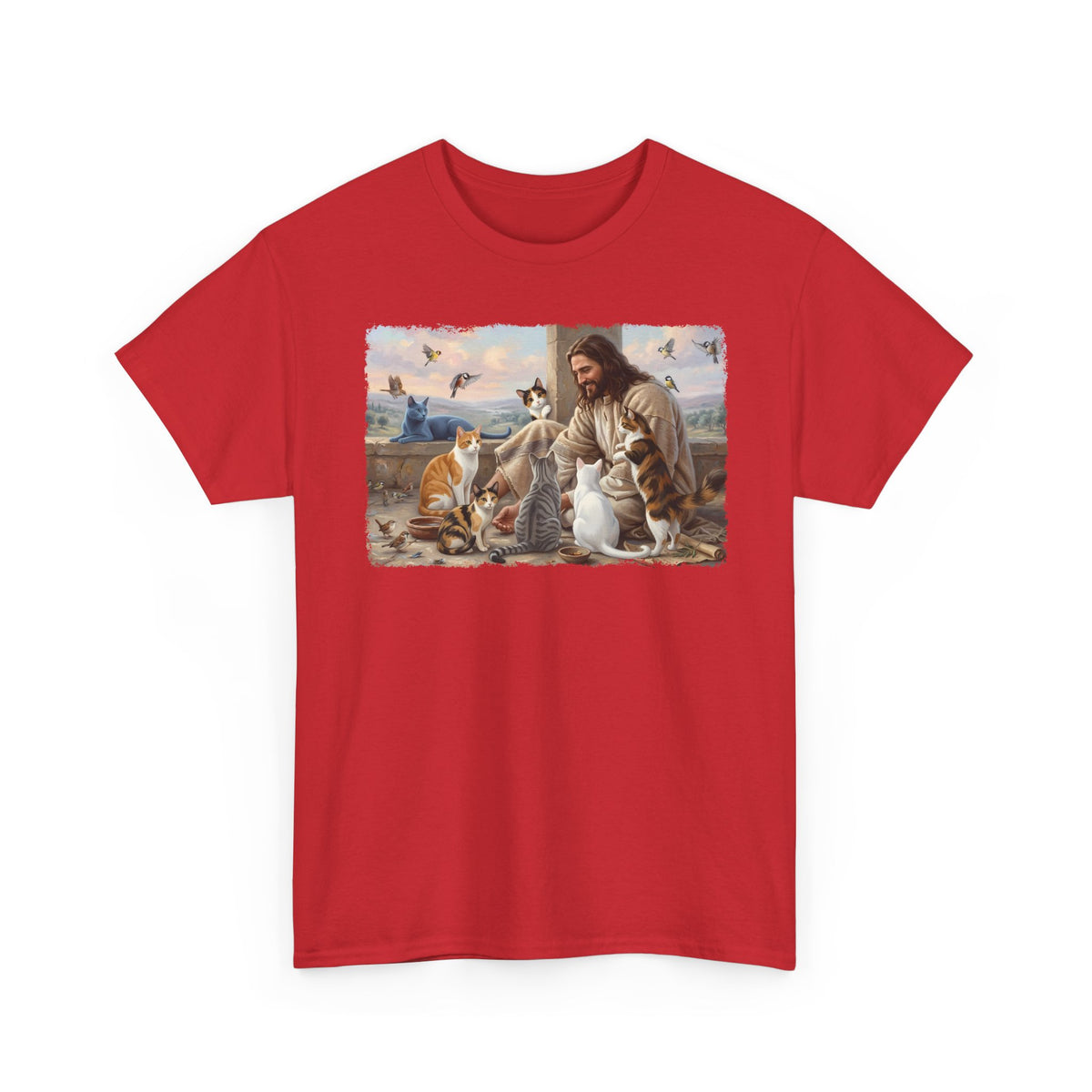 Jesus Surrounded by Cats T-Shirt — Religious Cat Lover Tee