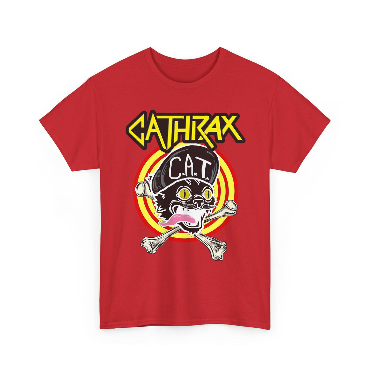 Cathrax Parody Cat T-Shirt — Heavy Metal Band Cat Graphic Tee