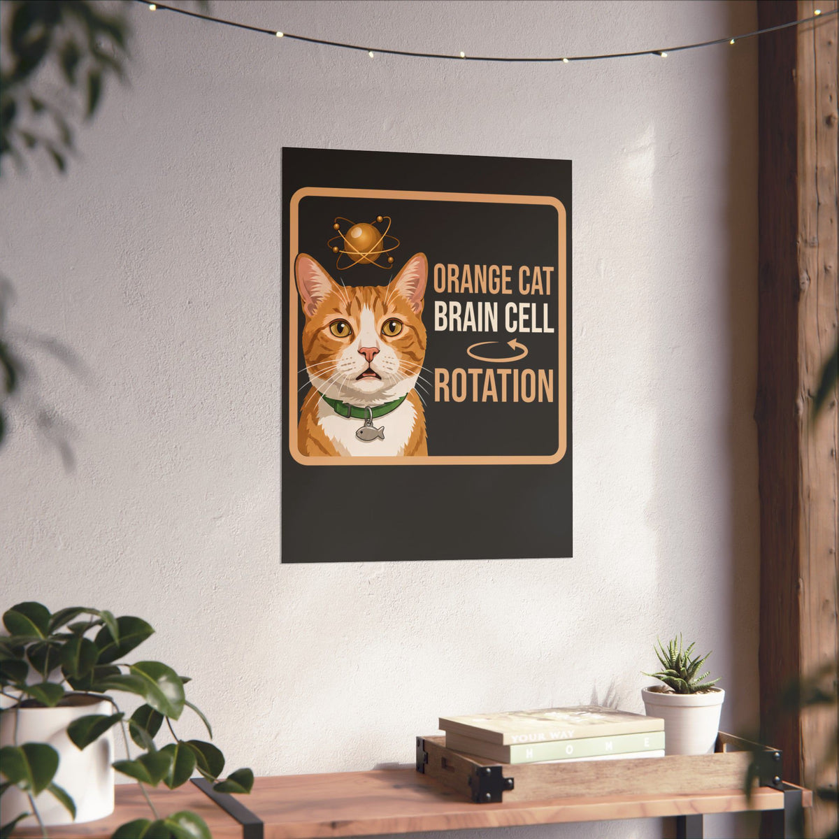 Orange Cat Brain Cell Rotation Poster