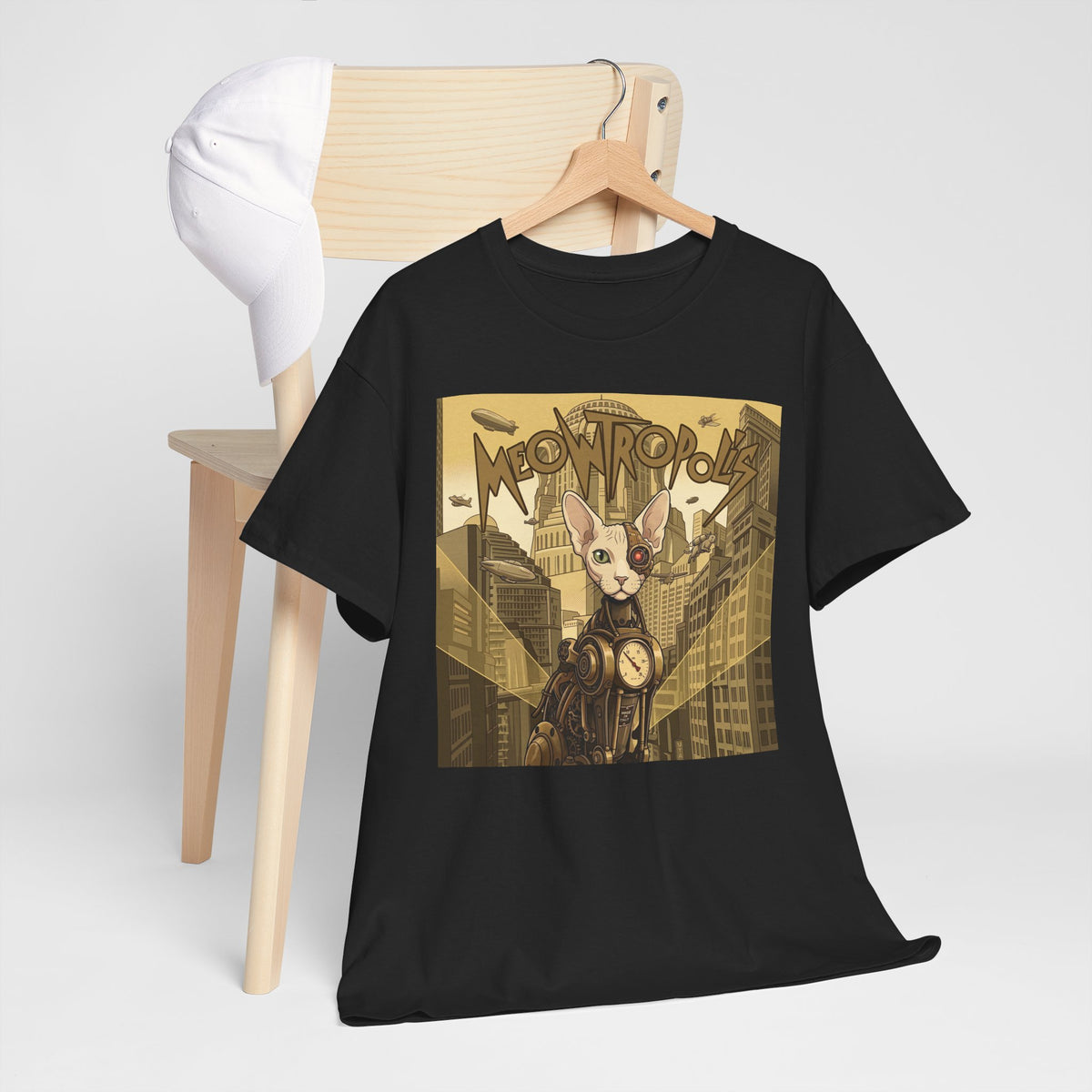 Meowtropolis Sci‑Fi Cat T-Shirt — Futuristic Cat Graphic Tee