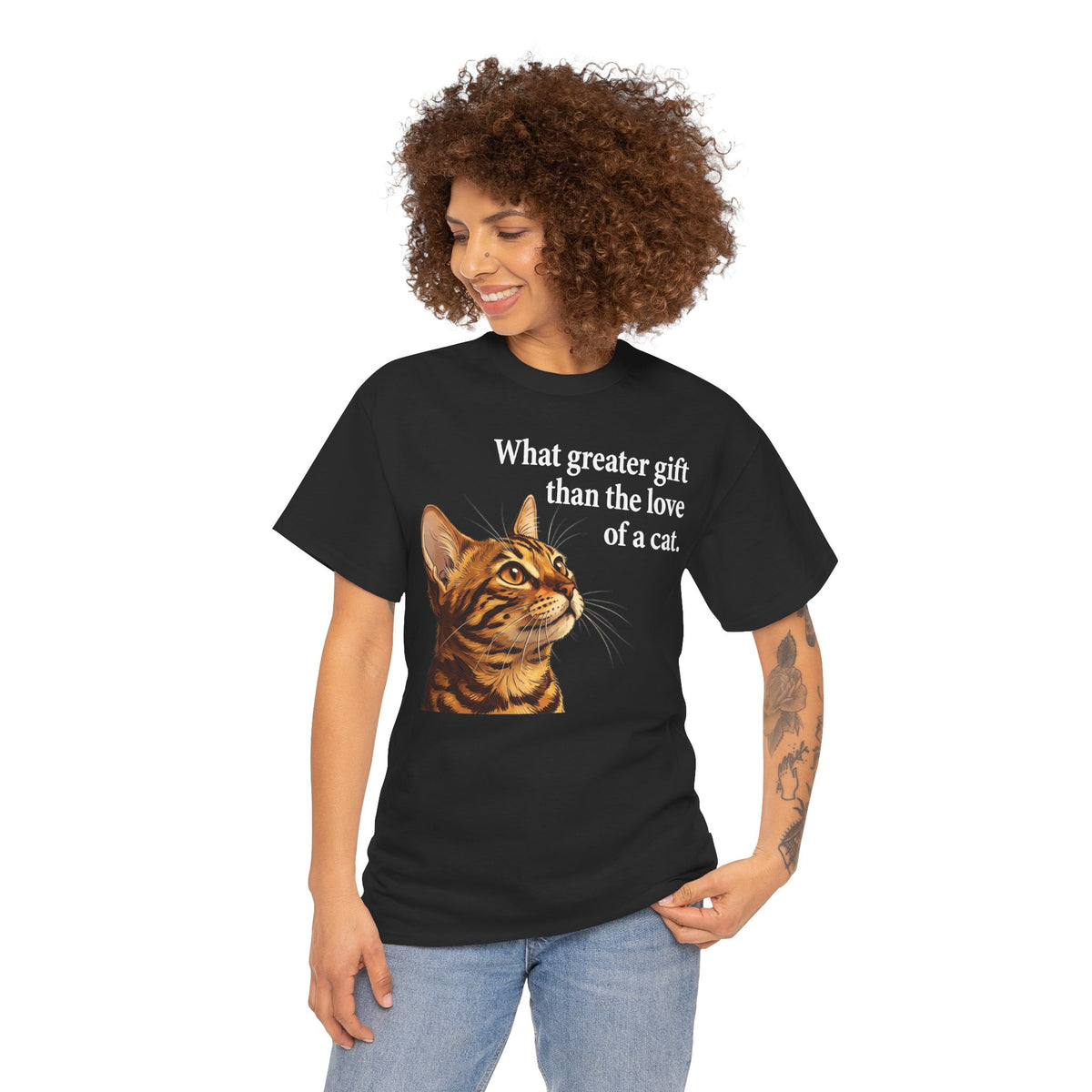 Cat Lover T‑Shirt – "What Greater Gift Than the Love of a Cat" Graphic Tee