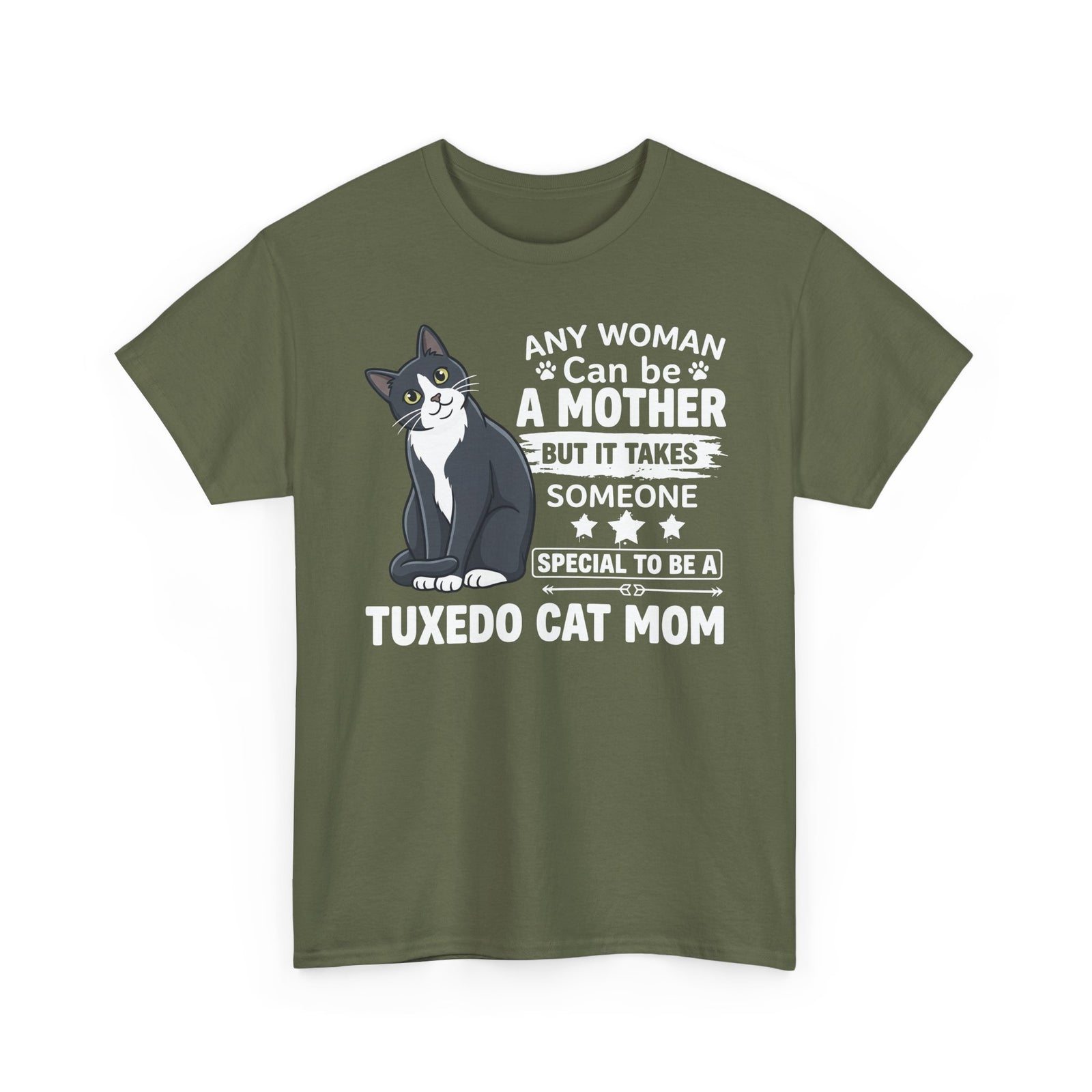 Tuxedo Cat Mom Tee — "Any Woman Can Be A Mother" Cat Mom Shirt