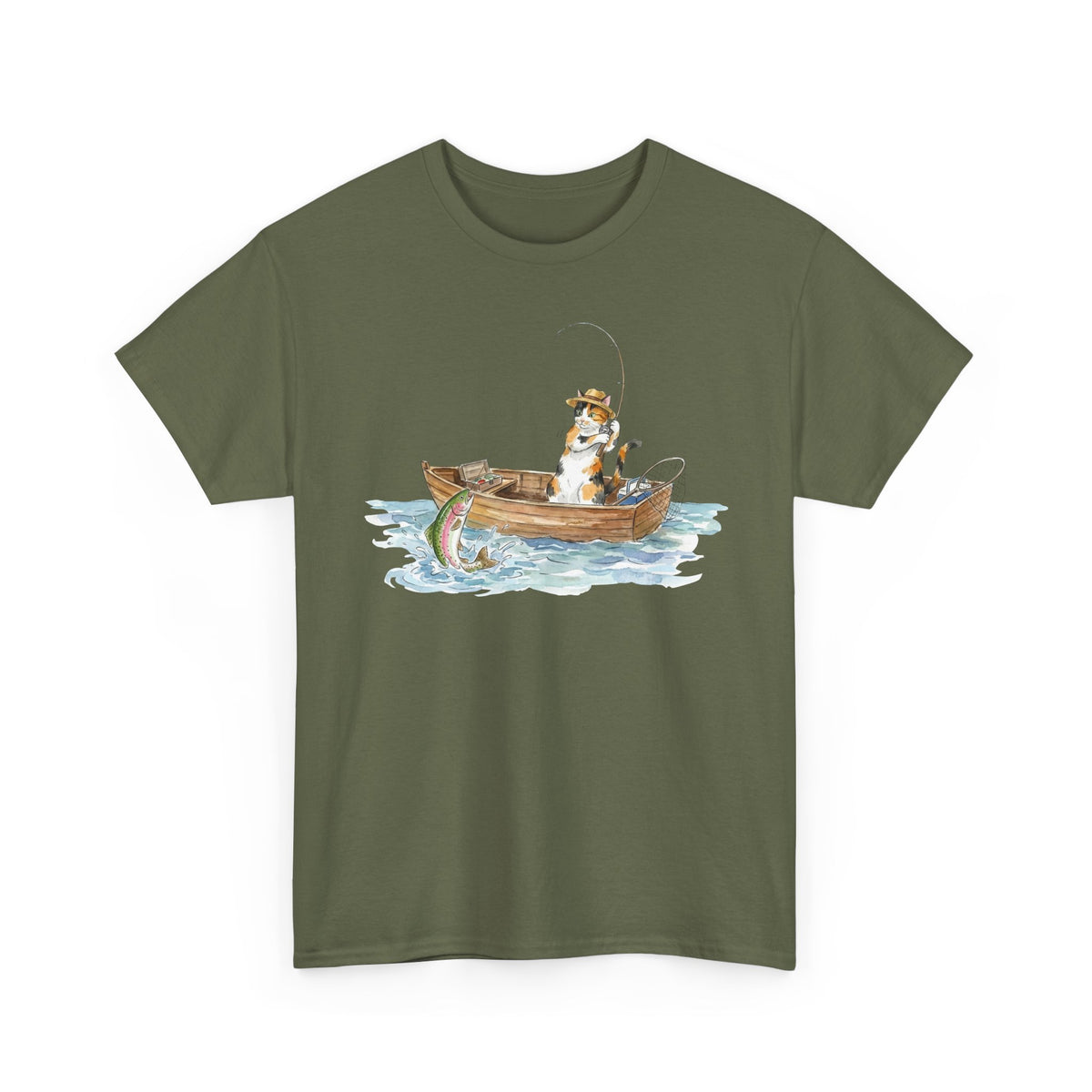 Cat Fishing T-Shirt — Funny Fishing Cat Graphic Tee
