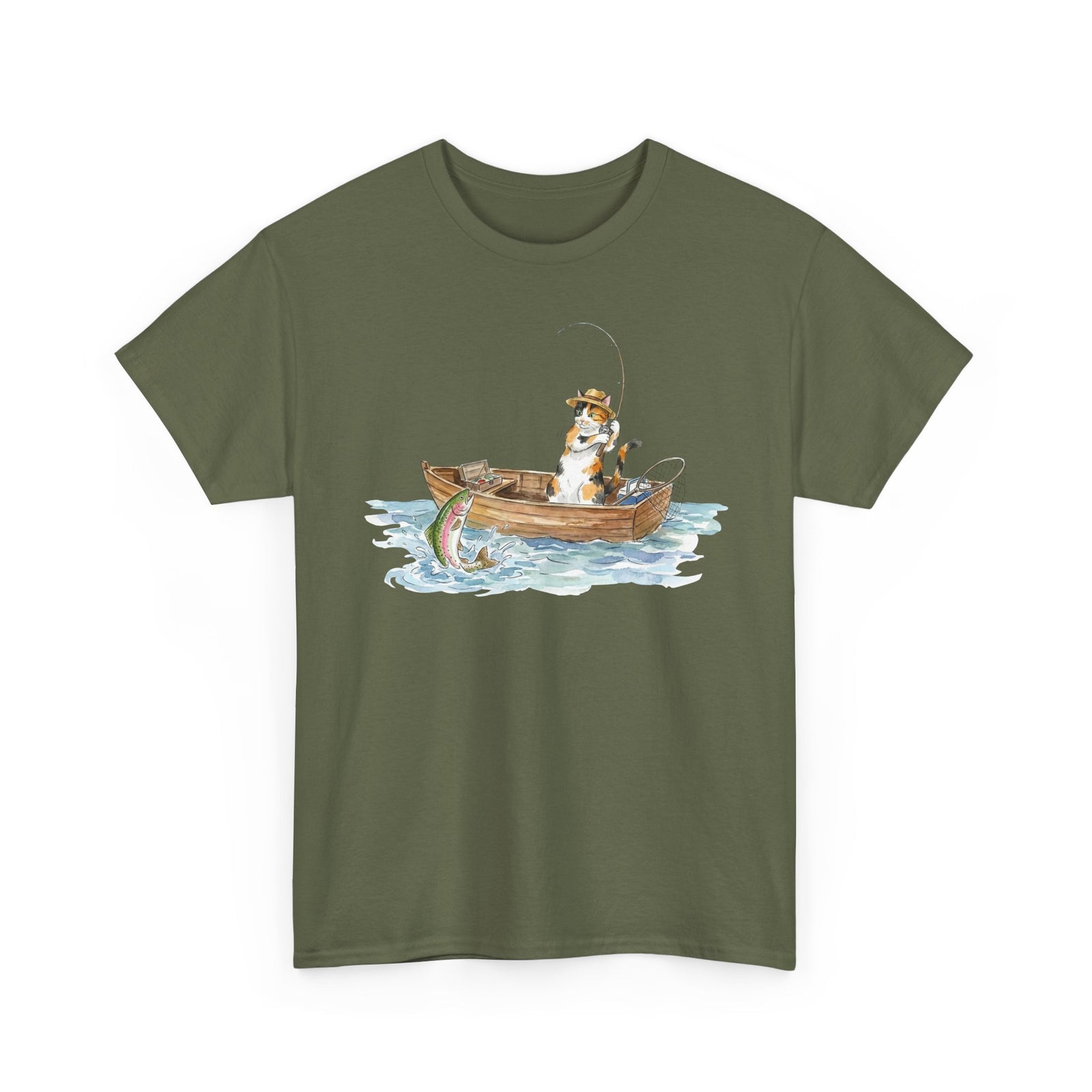 Cat Fishing T-Shirt — Funny Fishing Cat Graphic Tee