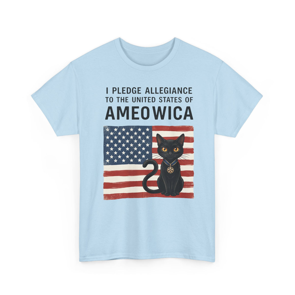 "United States of Ameowica" Funny Patriotic Black Cat T-Shirt