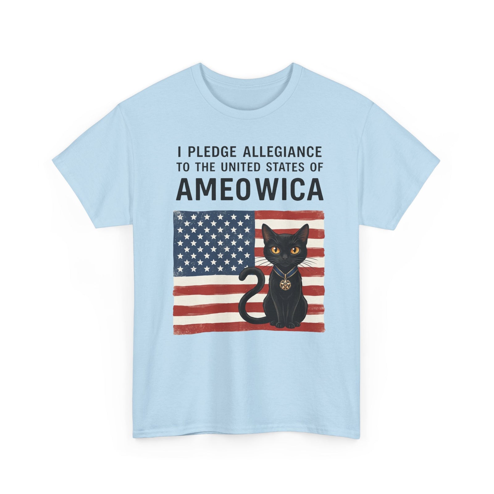 "United States of Ameowica" Funny Patriotic Black Cat T-Shirt