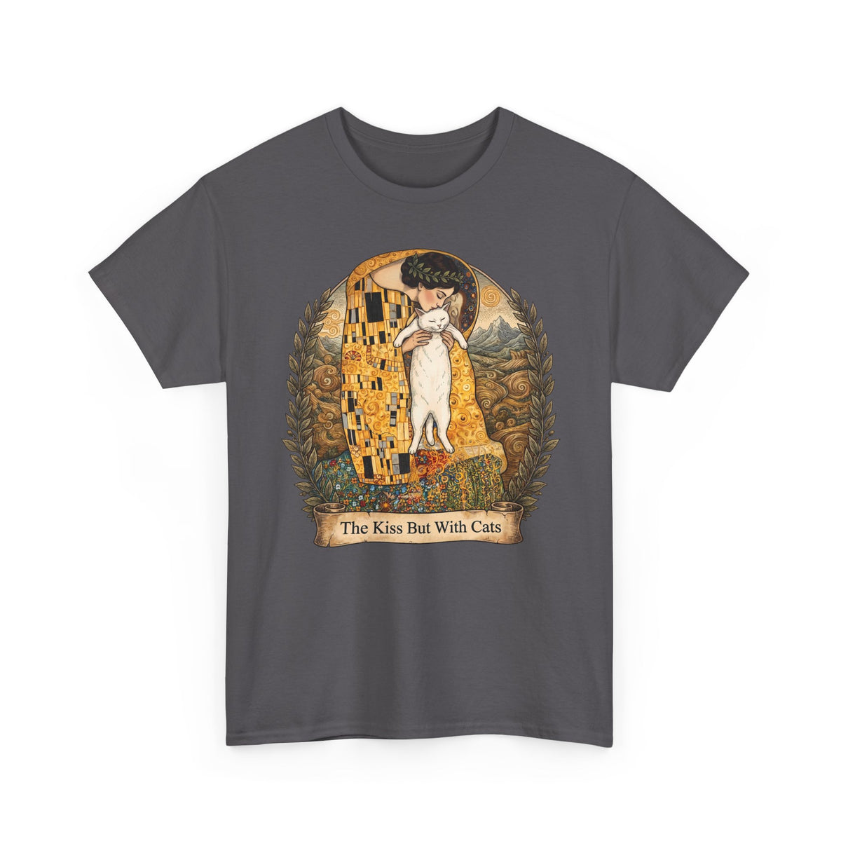 The Kiss But With Cats T-Shirt — Gustav Klimt Fine Art Parody Tee