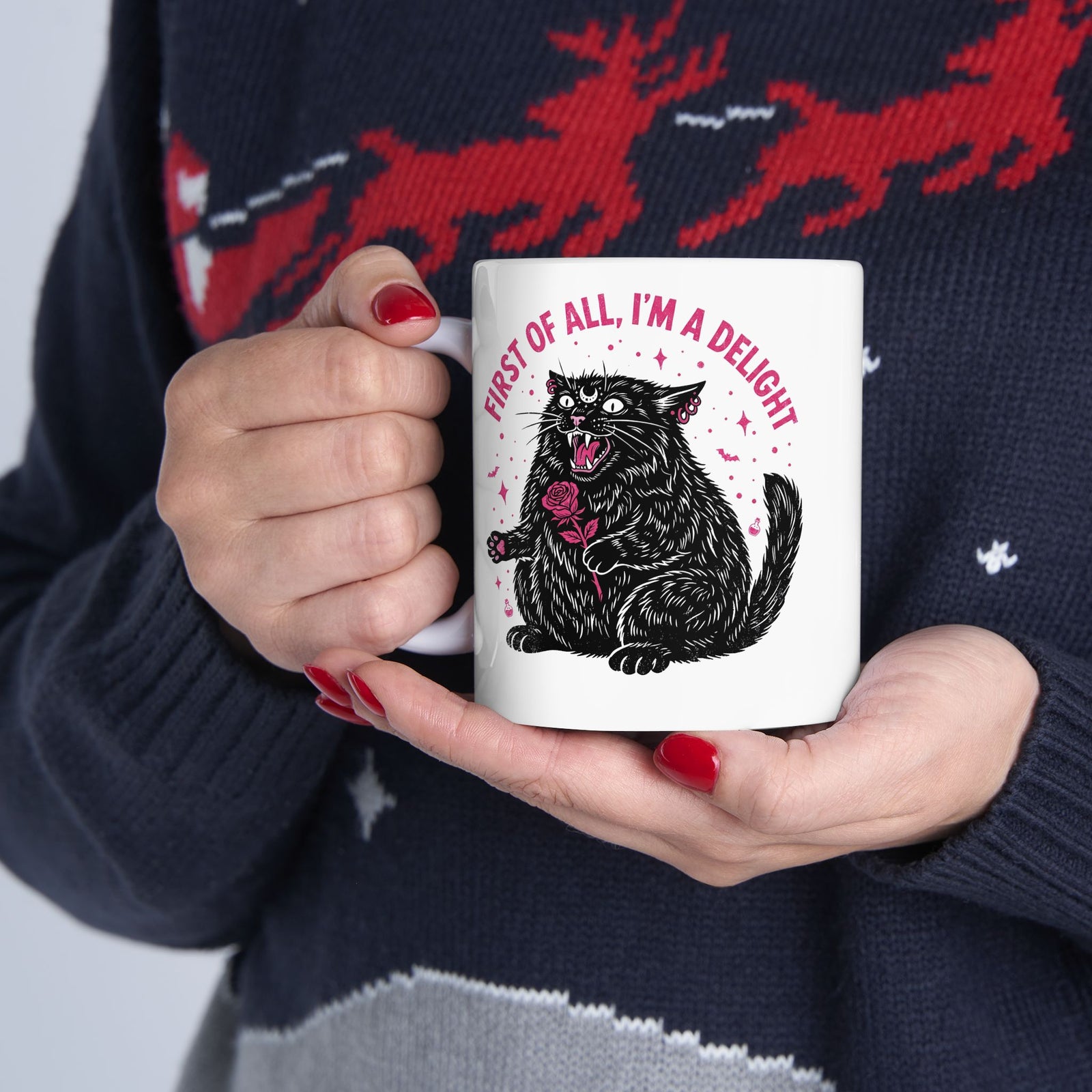 Black Cat "First of All I'm a Delight" Ceramic Mug