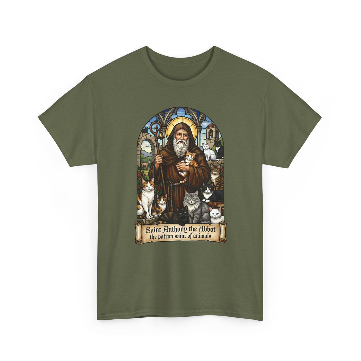 Saint Anthony the Abbot Cat T-Shirt Patron Saint of Animals Shirt