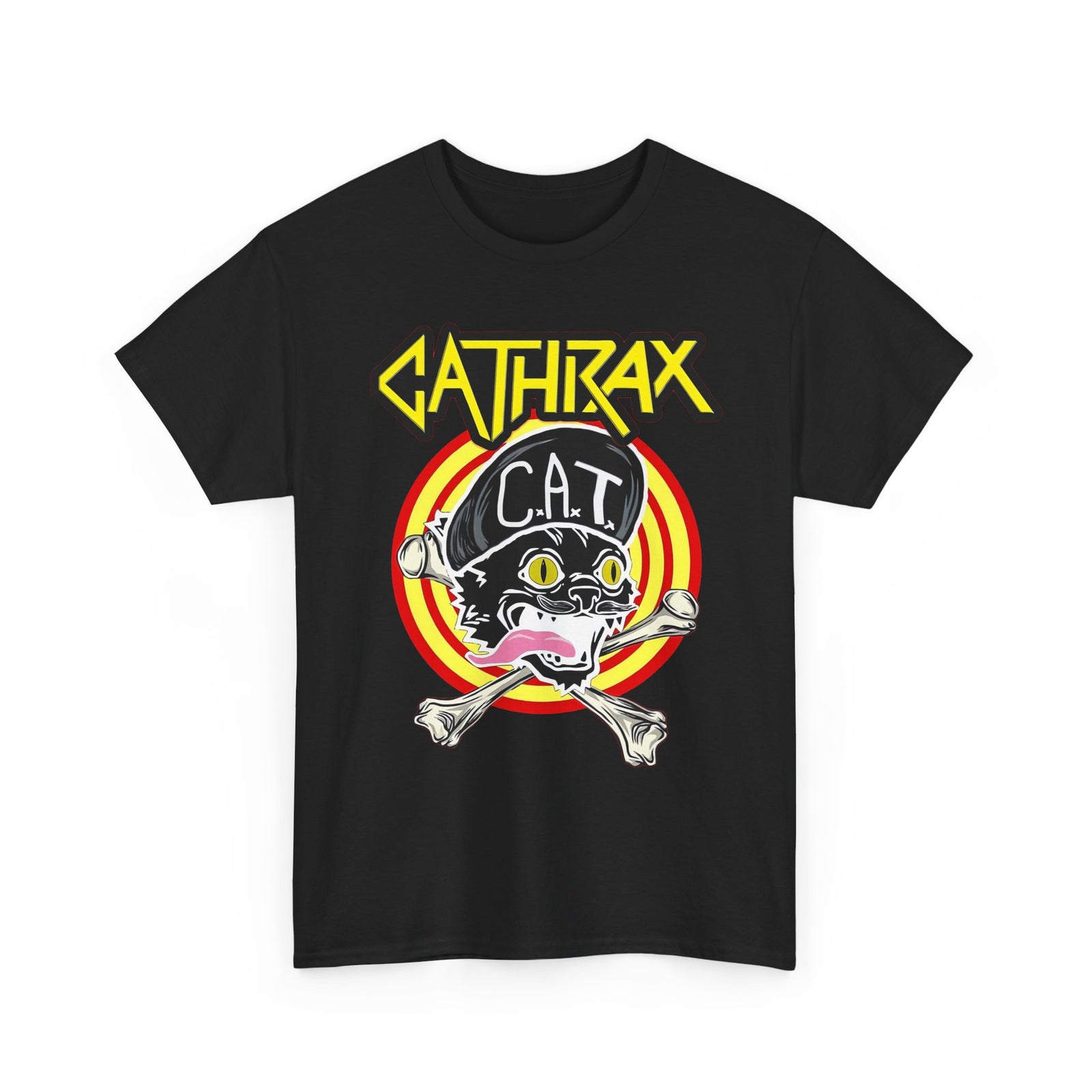 Cathrax Parody Cat T-Shirt — Heavy Metal Band Cat Graphic Tee