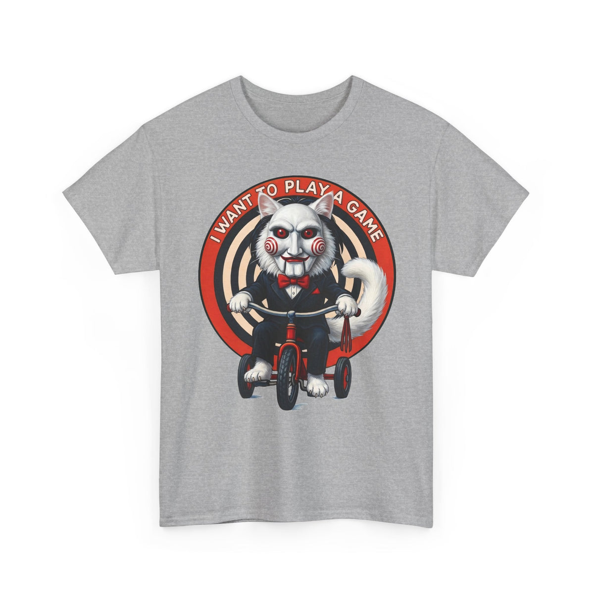 I Want To Play A Game SAW Cat T-Shirt — Funny Jigsaw Puppet Feline Tee