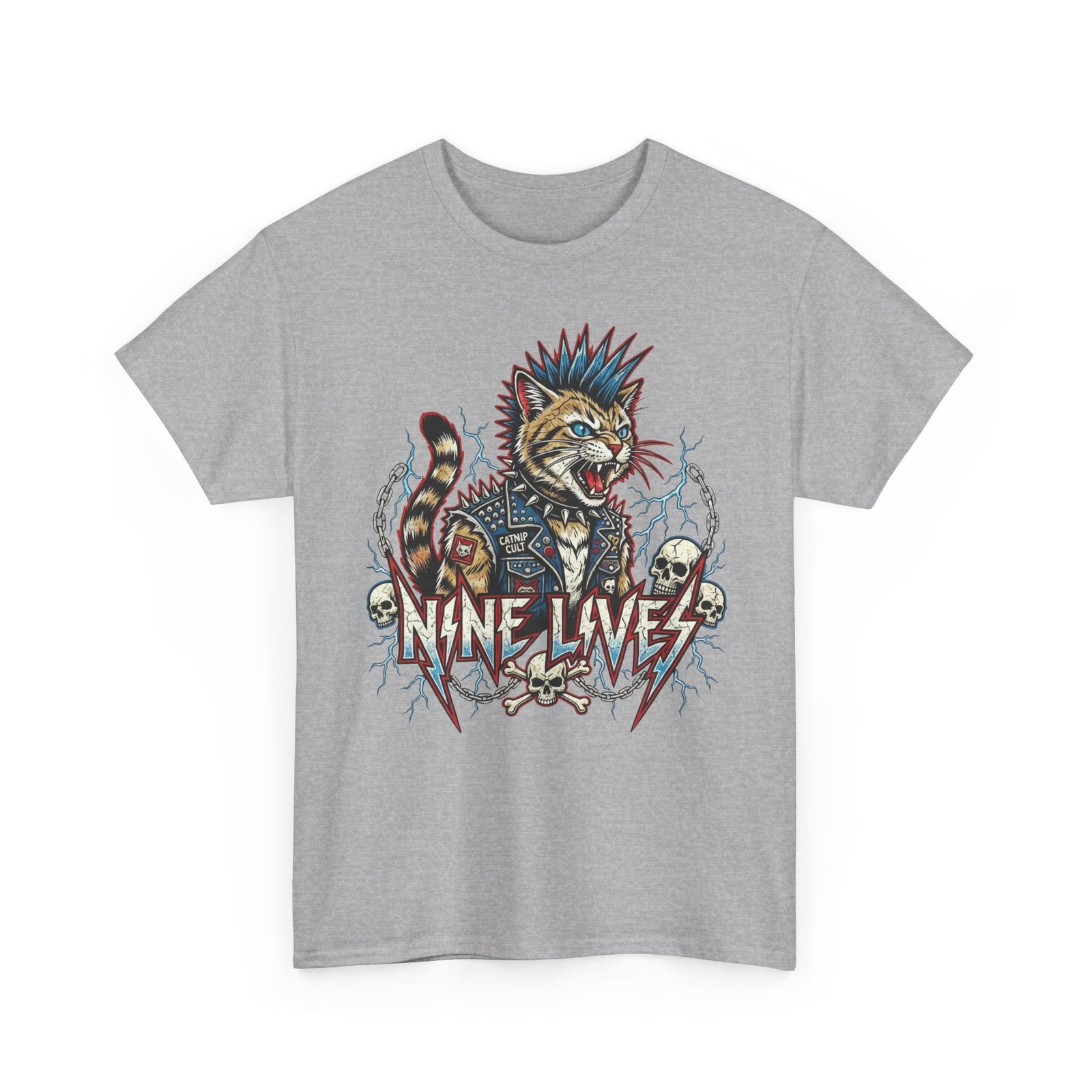 Nine Lives Cat T-Shirt — Retro Feline Graphic Tee