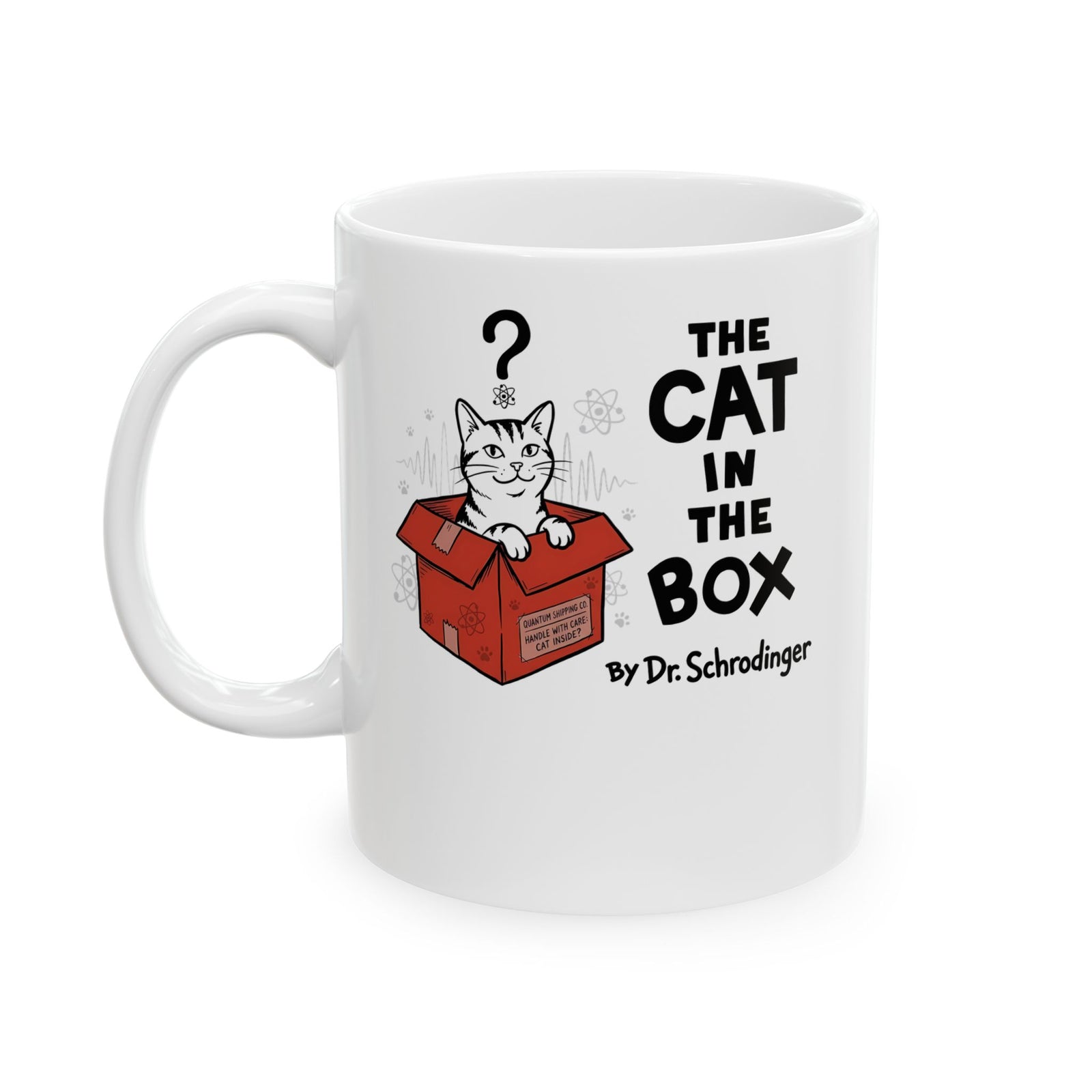 The Cat in the Box Ceramic Mug — Cute Cat in a Box Graphic Mug