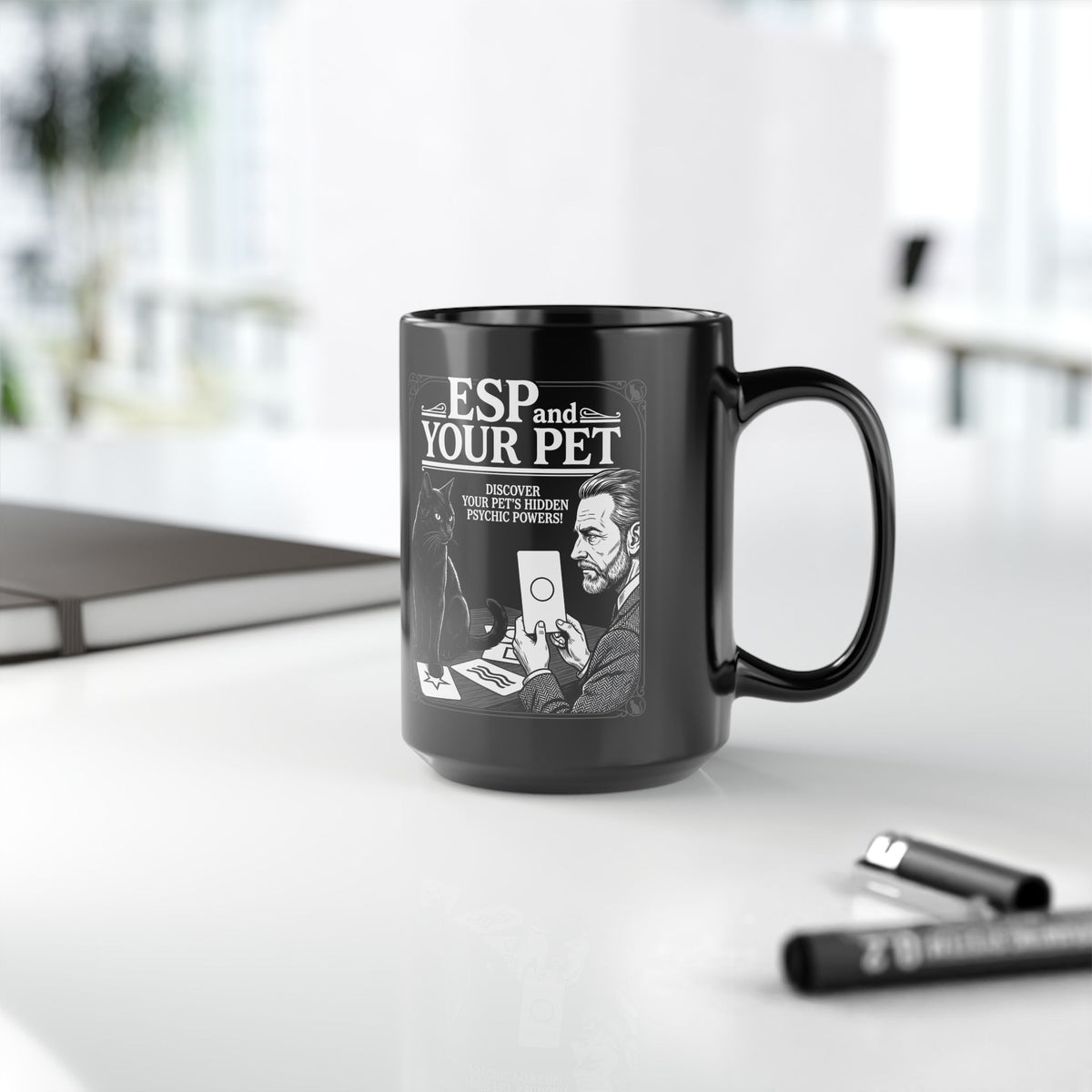ESP & Your Pet Cat Black Mug — Psychic Cat Lover Mug