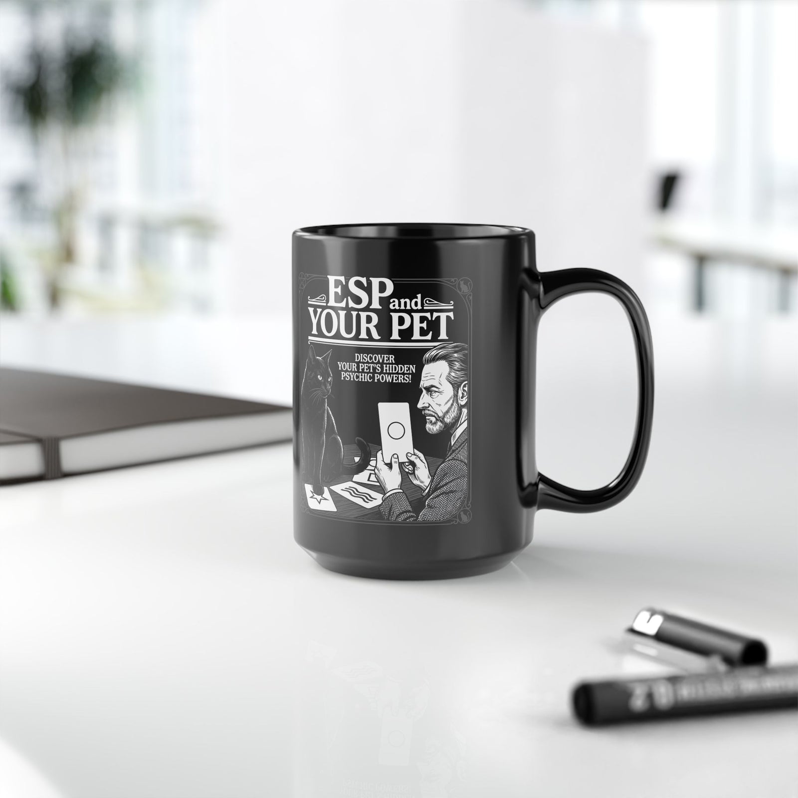ESP & Your Pet Cat Black Mug — Psychic Cat Lover Mug