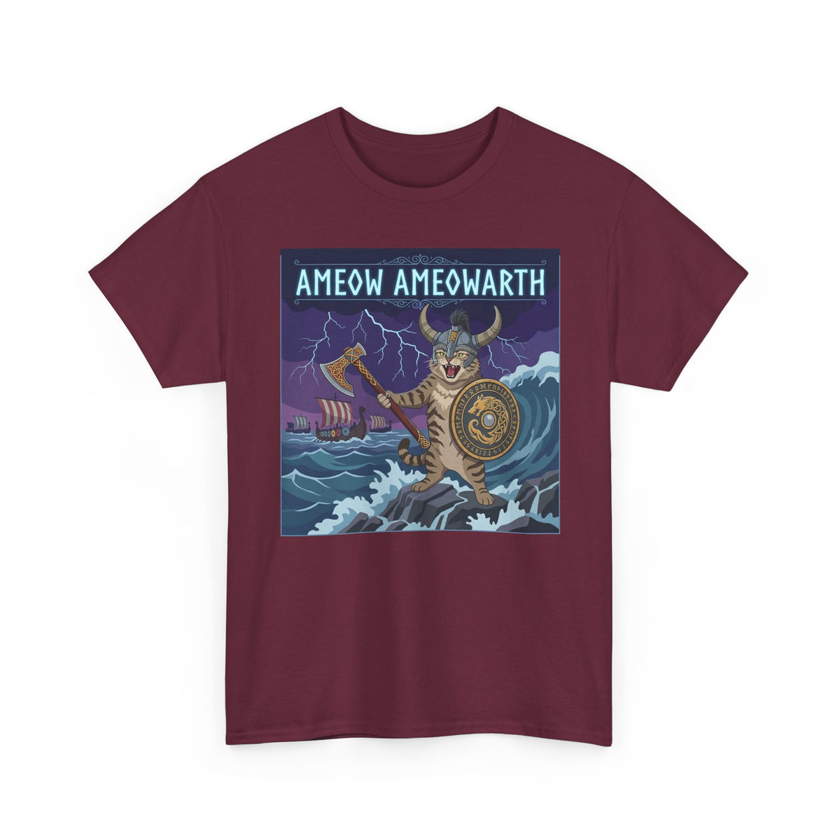 Ameow Ameowarth Cat Viking T-Shirt — Funny Viking Cat Graphic Tee
