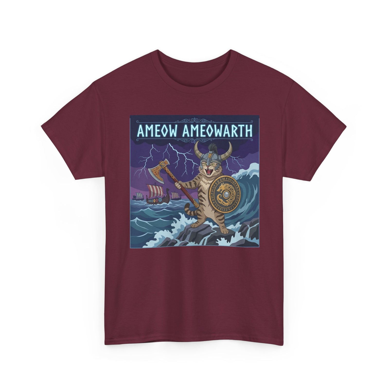 Ameow Ameowarth Cat Viking T-Shirt — Funny Viking Cat Graphic Tee