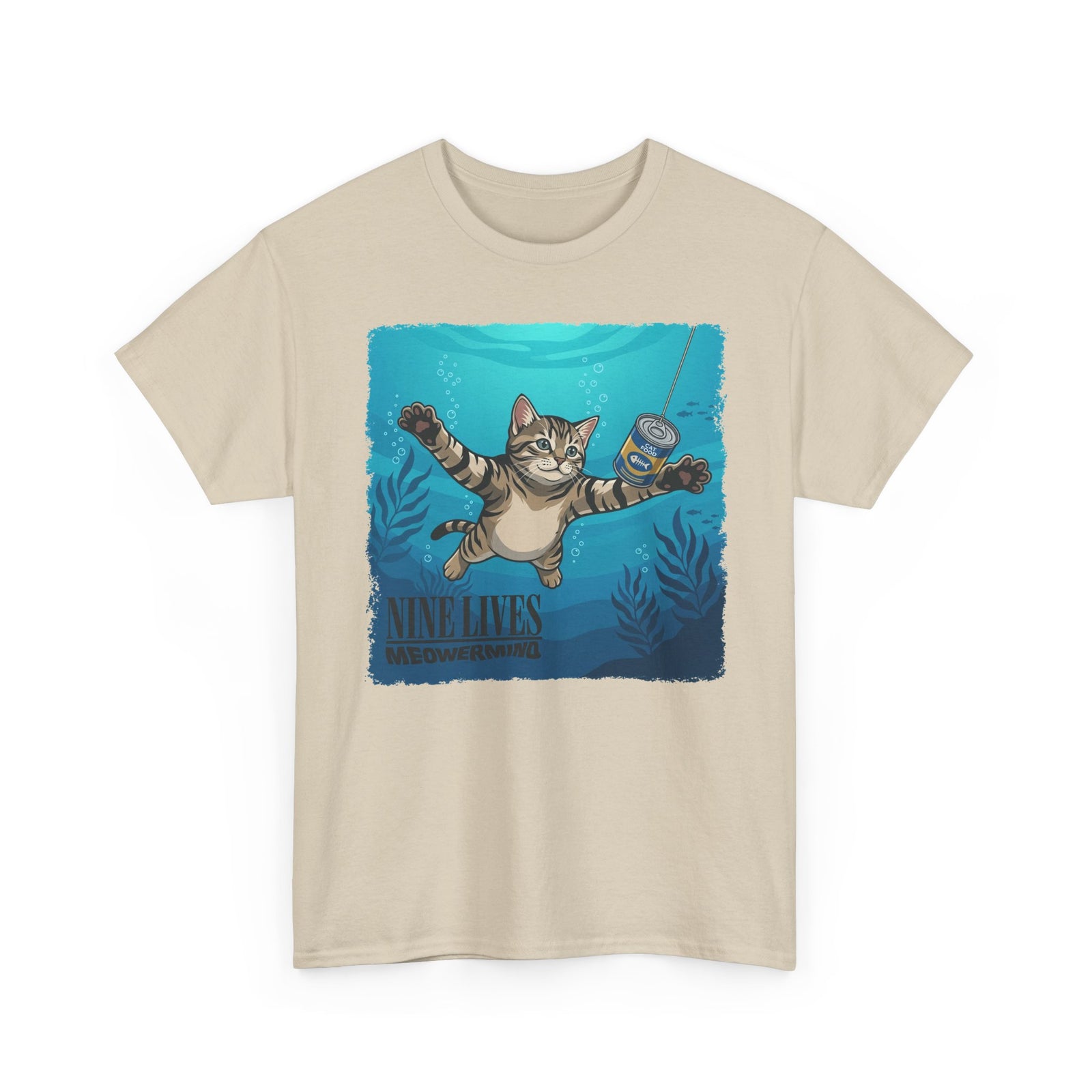 T-Shirt — 'Nine Lives' Diving Cat Graphic Tee