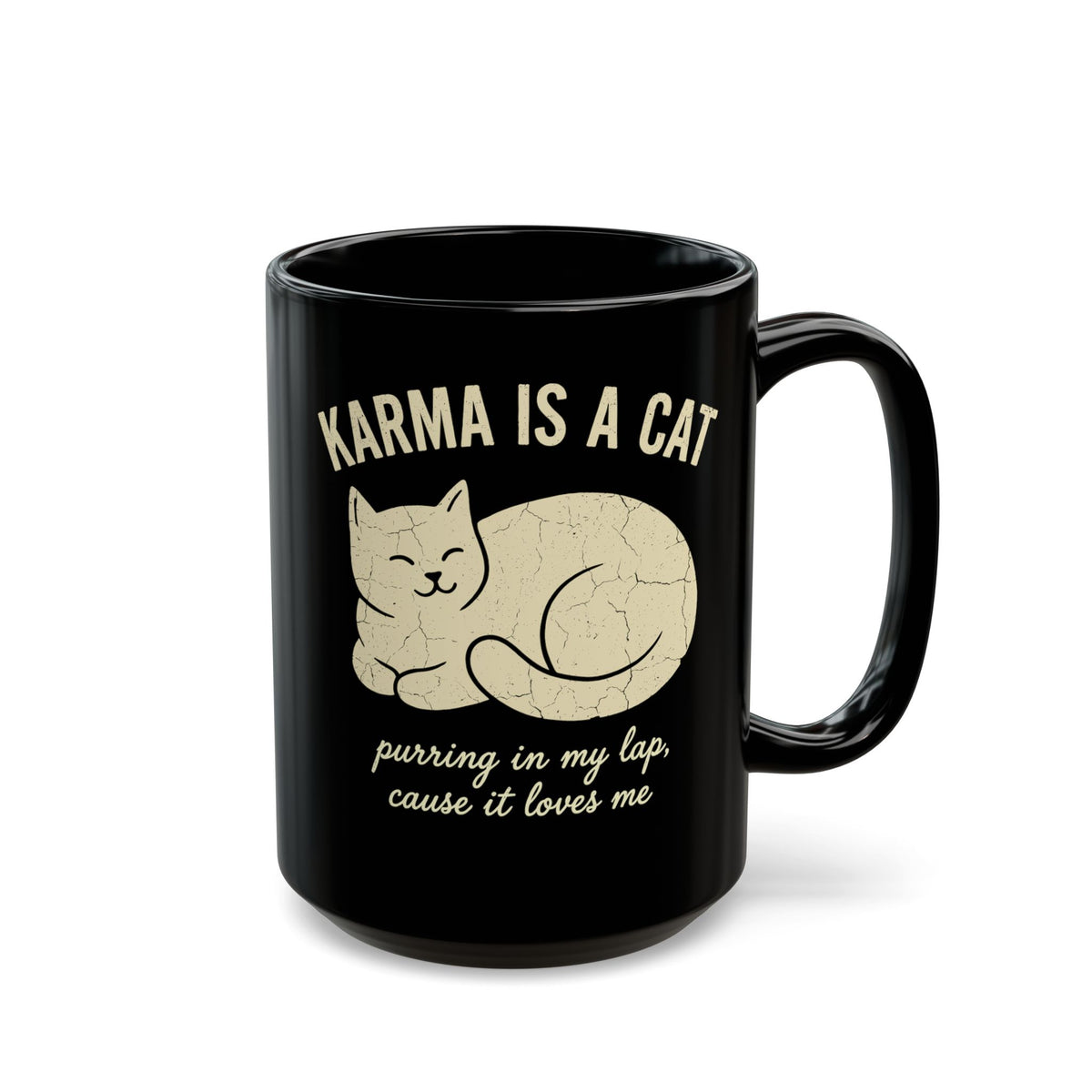 Karma Is A Cat Black Mug