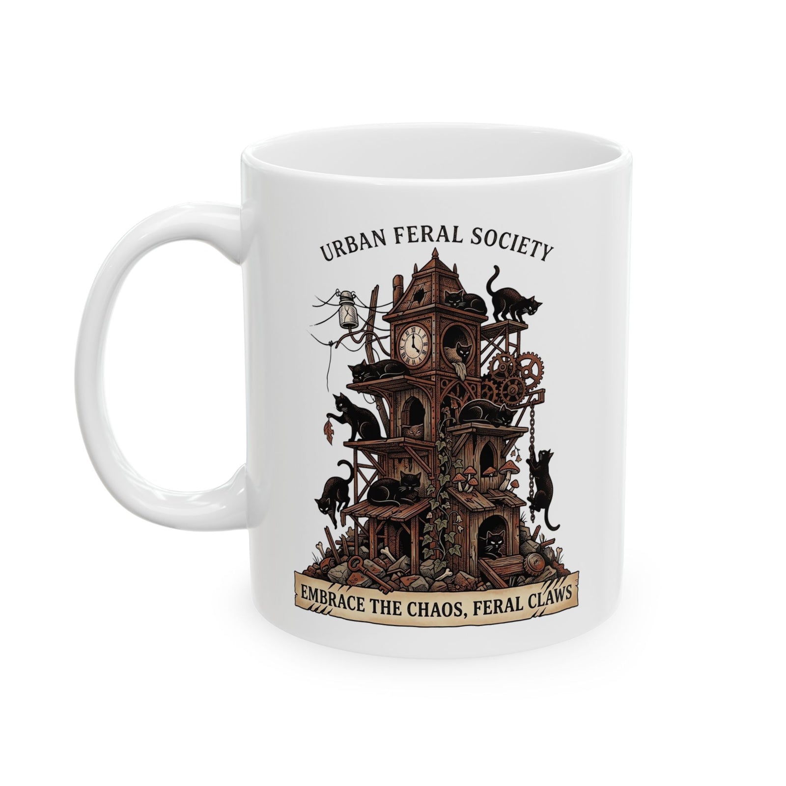 Black Cats Urban Feral Society Ceramic Mug