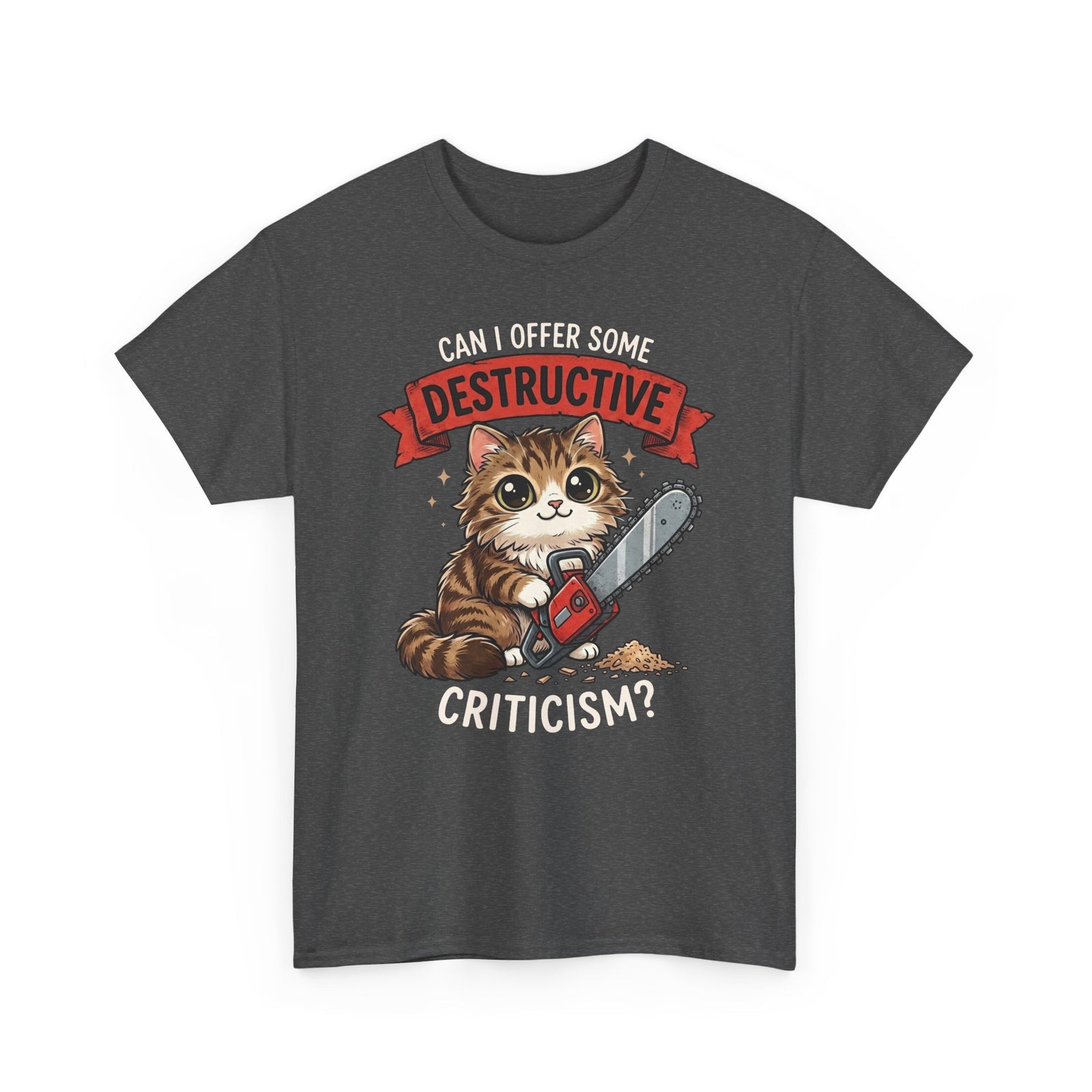 Funny Chainsaw Cat T-Shirt Graphic Cat with Chainsaw Tee