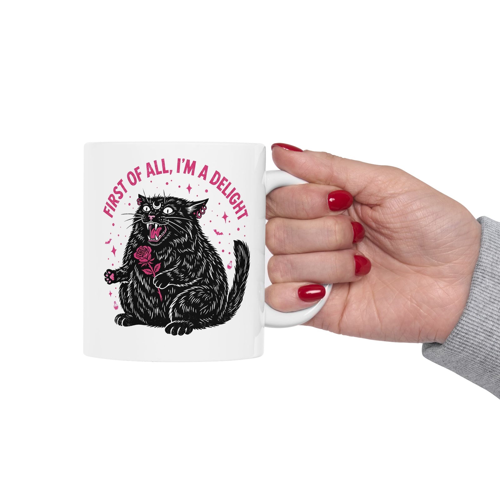 Black Cat "First of All I'm a Delight" Ceramic Mug