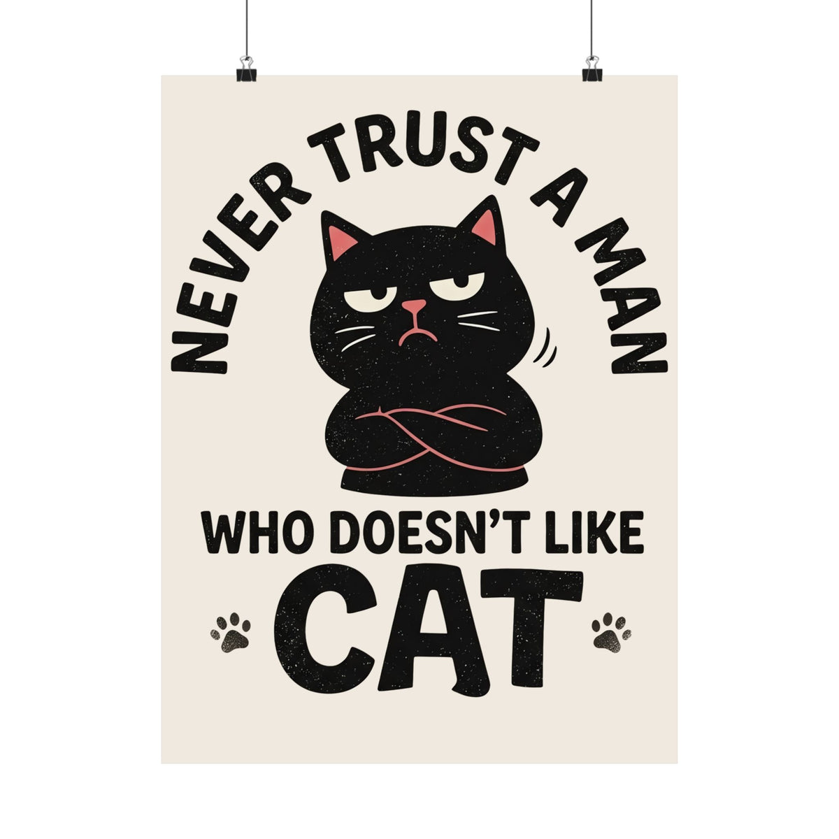 Cat Lover Poster — "Never Trust A Man Who Doesn't Like Cats" Graphic Poster