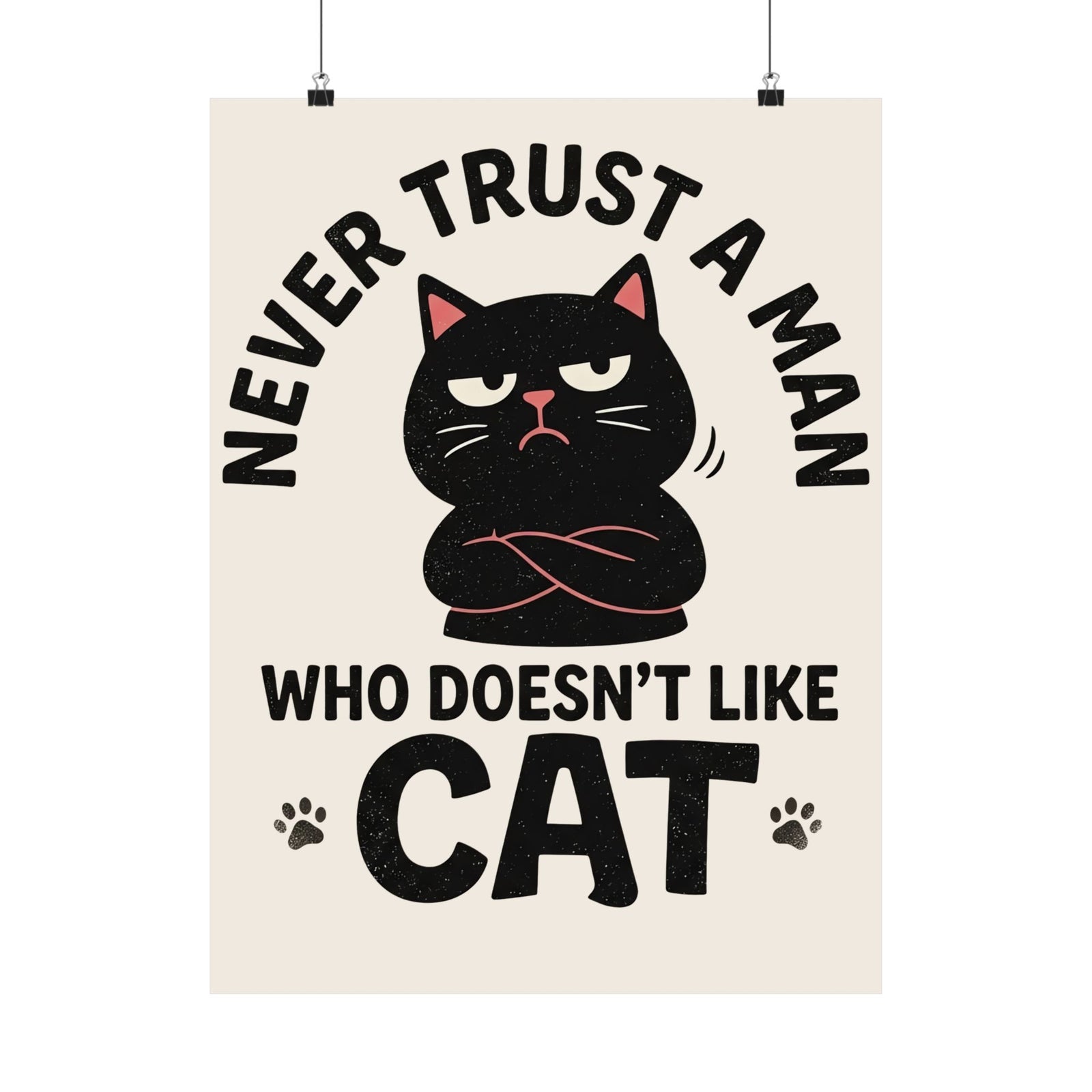 Cat Lover Poster — "Never Trust A Man Who Doesn't Like Cats" Graphic Poster